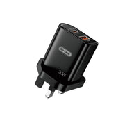 Go-Des PD 30W Fast Travel Charger Dual Port USB-C + USB-A Power Adapter with Safety-Black