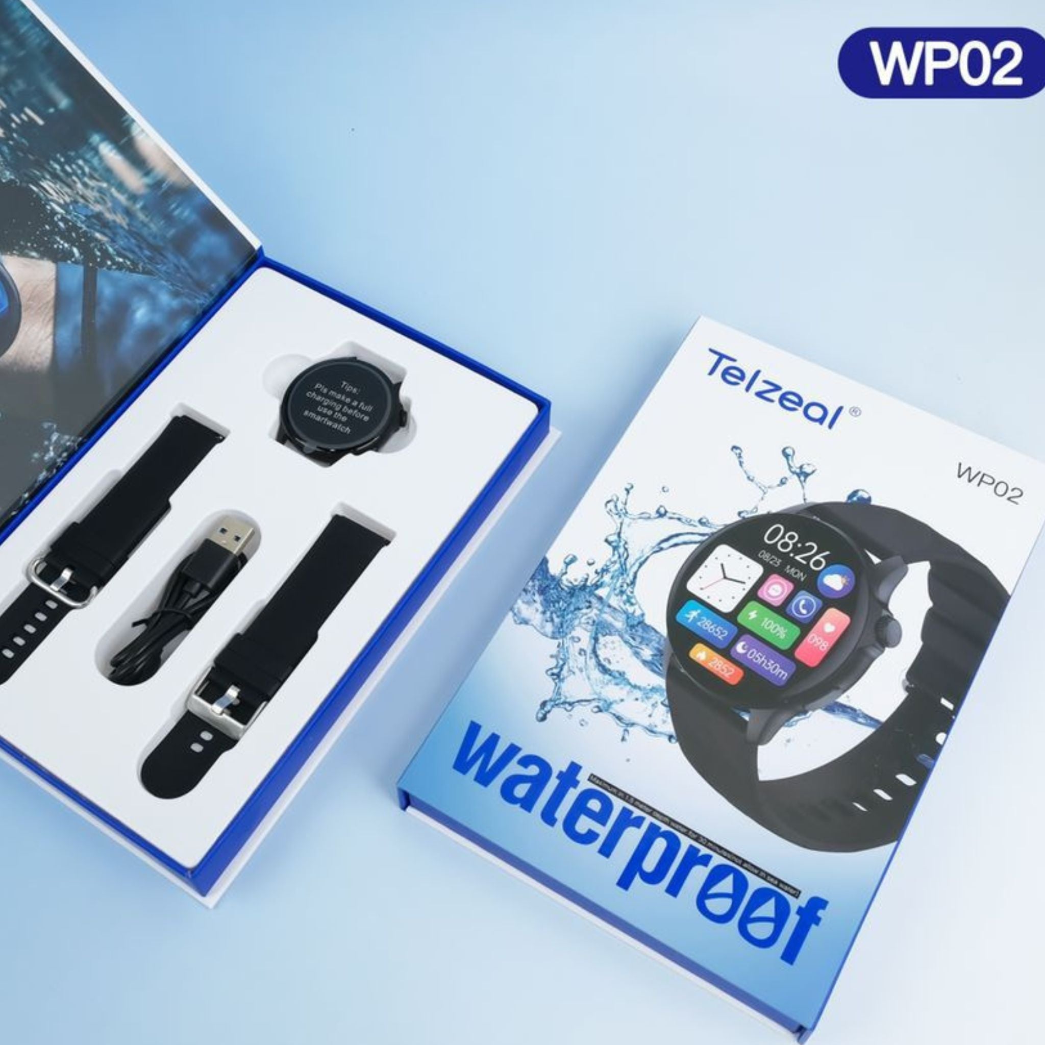 TELZEAL WP02 Smartwatch Water Proof- Silver