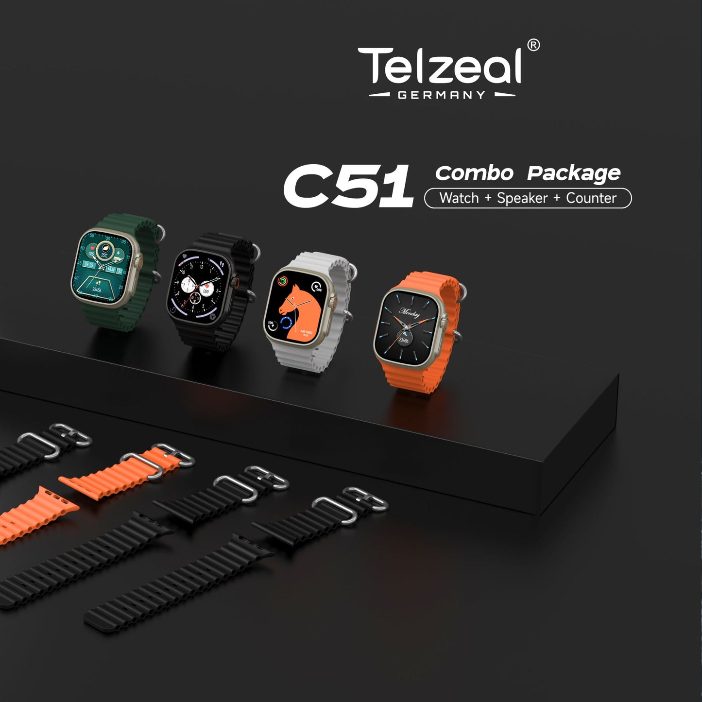 Telzeal C51 Combo Package (Watch+Speaker+Counter)_Silver