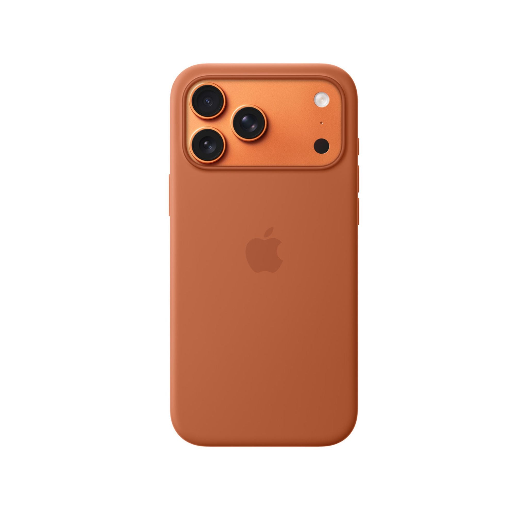 Brown phone case with Apple logo on a white background