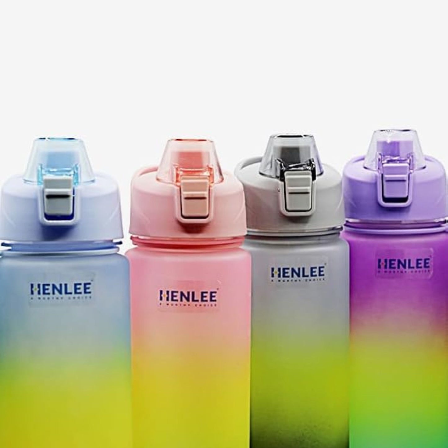 Henlee Water Bottle Violet with Time Indicator Leak proof & BPA free Portable Reusable Drinking 1L Water Jug for Men Women Kids Student to Camping Office School Gym Workout 29.5x5x7.5cm_Coral