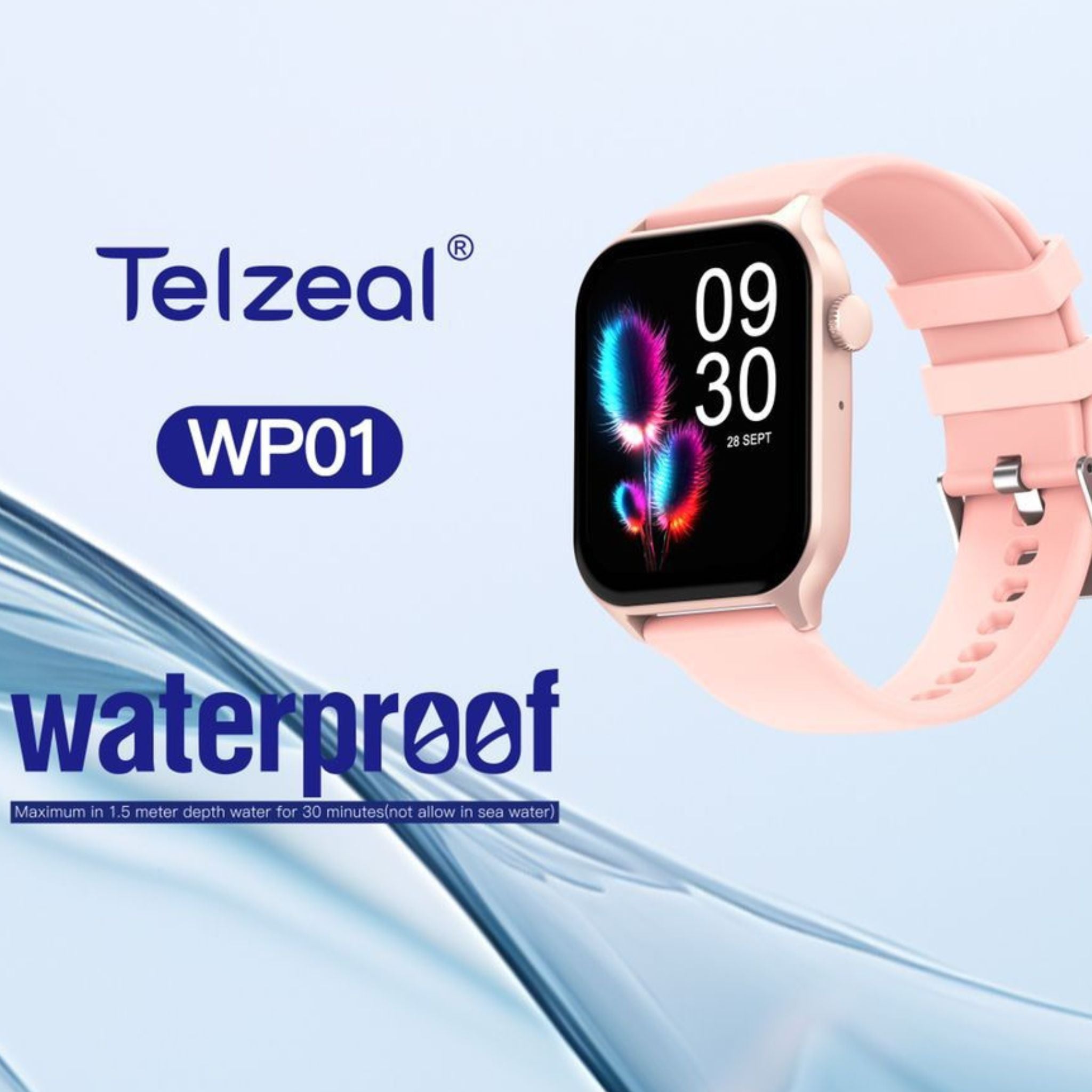 Telzeal WP01 Smart Watches with Waterproof- Black