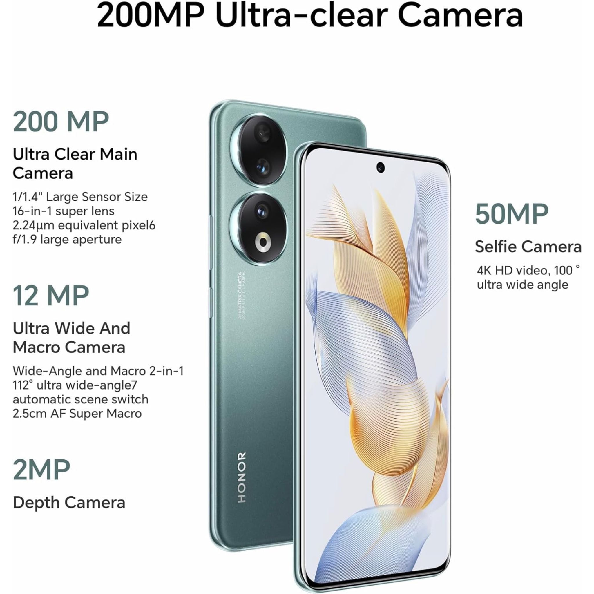 Honor 90 Dual-SIM 256GB ROM + 12 GB RAM (Only GSM | No CDMA) Factory Unlocked 5G Smartphone (Emerald Green) - International Version