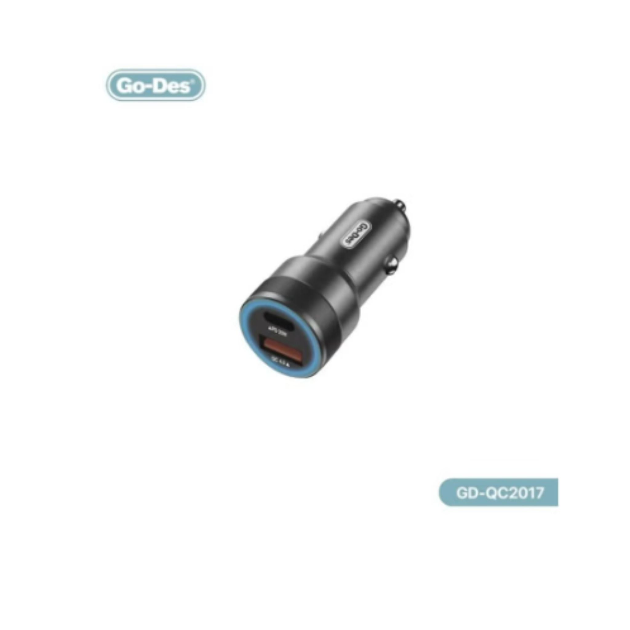 Go Des GD-QC2017 45W USB + USB-C Car Charger Black