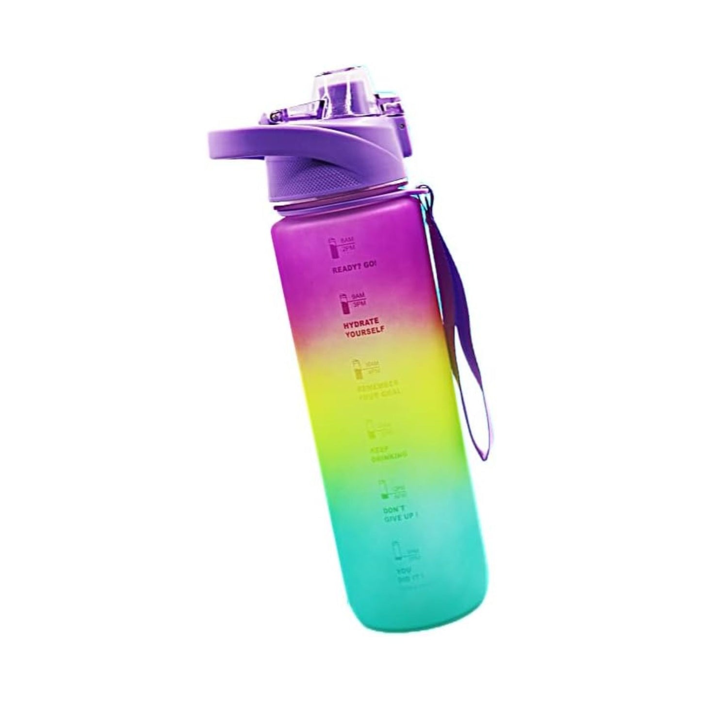 Henlee Water Bottle Violet with Time Indicator Leak proof & BPA free Portable Reusable Drinking 1L Water Jug for Men Women Kids Student to Camping Office School Gym Workout 29.5x5x7.5cm_Violet