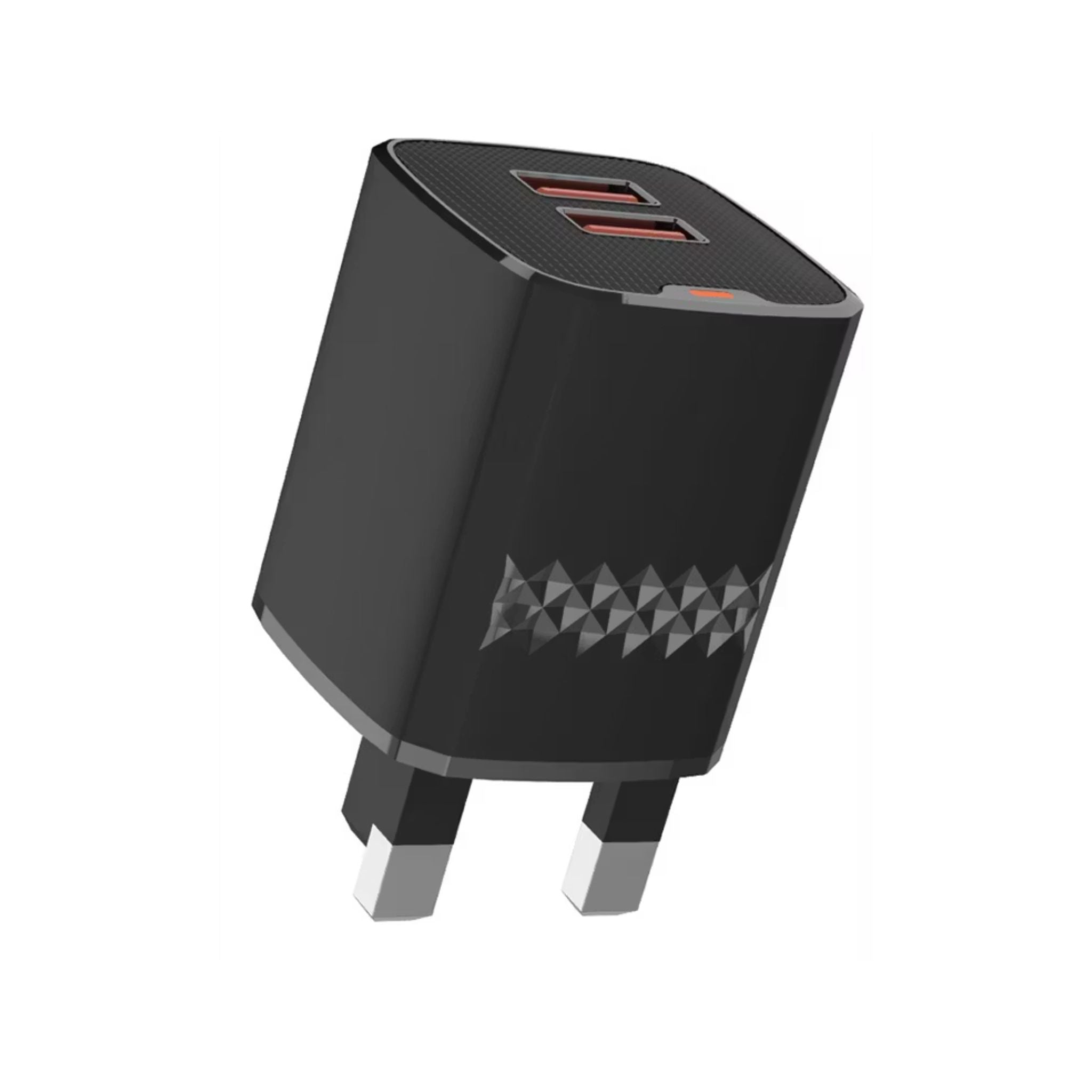 Green Lion Dual Port Wall Charger with USB-A to Lightning Cable, 10.5W per USB-A Output, ABS Material, UK 3-Pin Plug, Smart Safety System, Ultra-Compact Design - Black