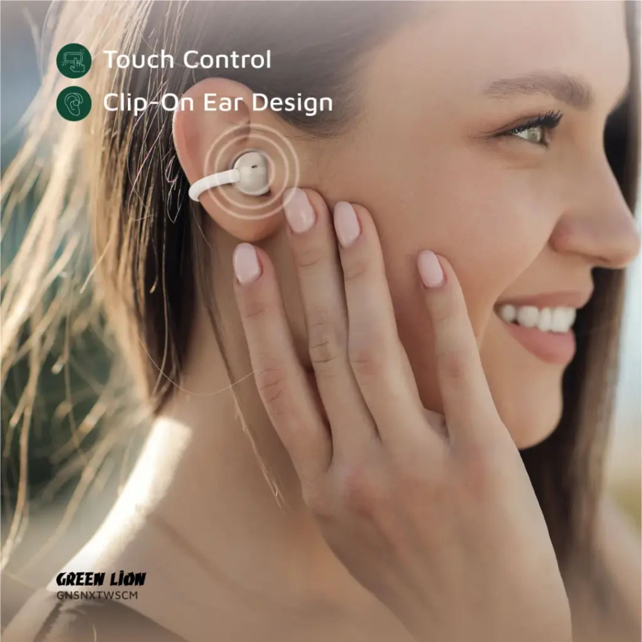 Green Lion Sonix Clip On Earbuds - Cream