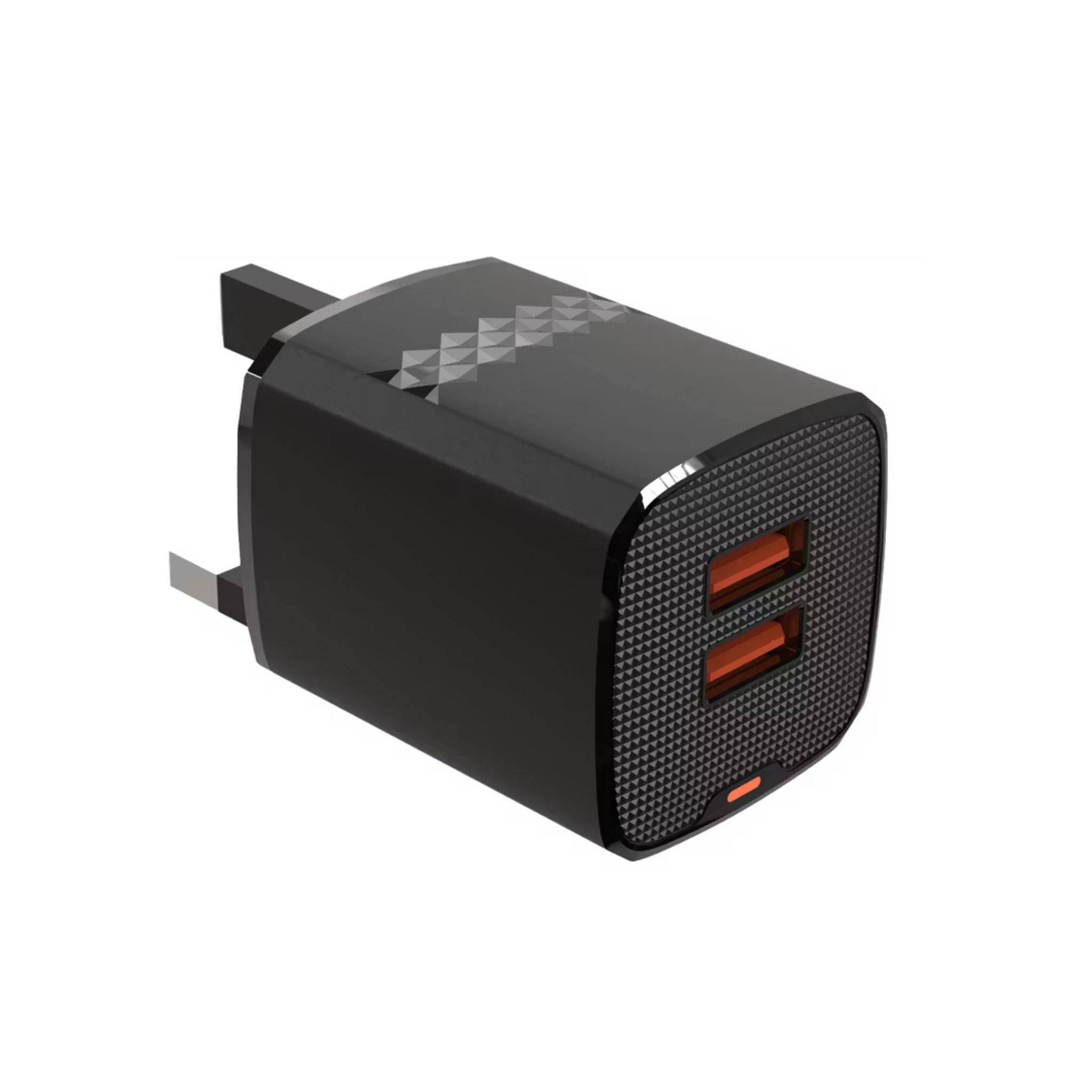 Green Lion Dual Port Wall Charger with USB-A to Lightning Cable, 10.5W per USB-A Output, ABS Material, UK 3-Pin Plug, Smart Safety System, Ultra-Compact Design - Black