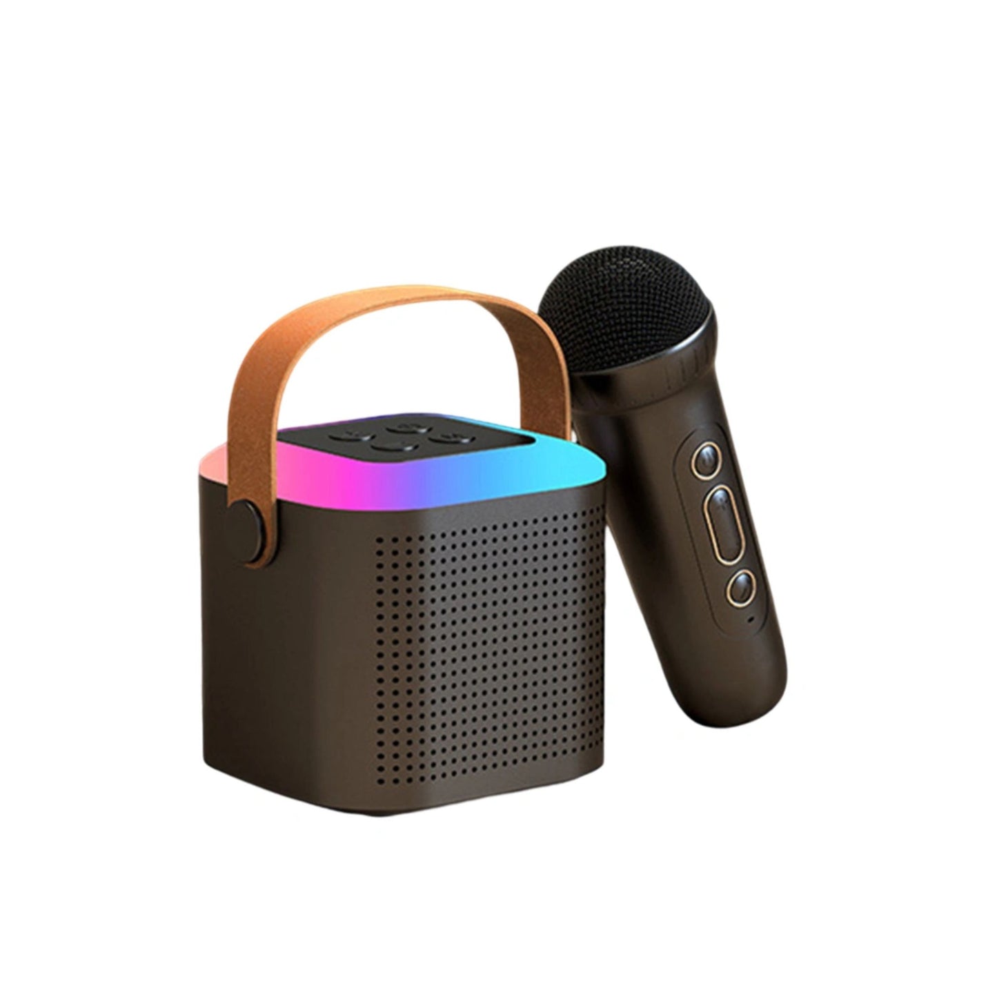 Mini Single/Double Microphone Wireless Speaker Multi-Purpose Singing Audios Machine For Home Outdoor Black 1 Microphone