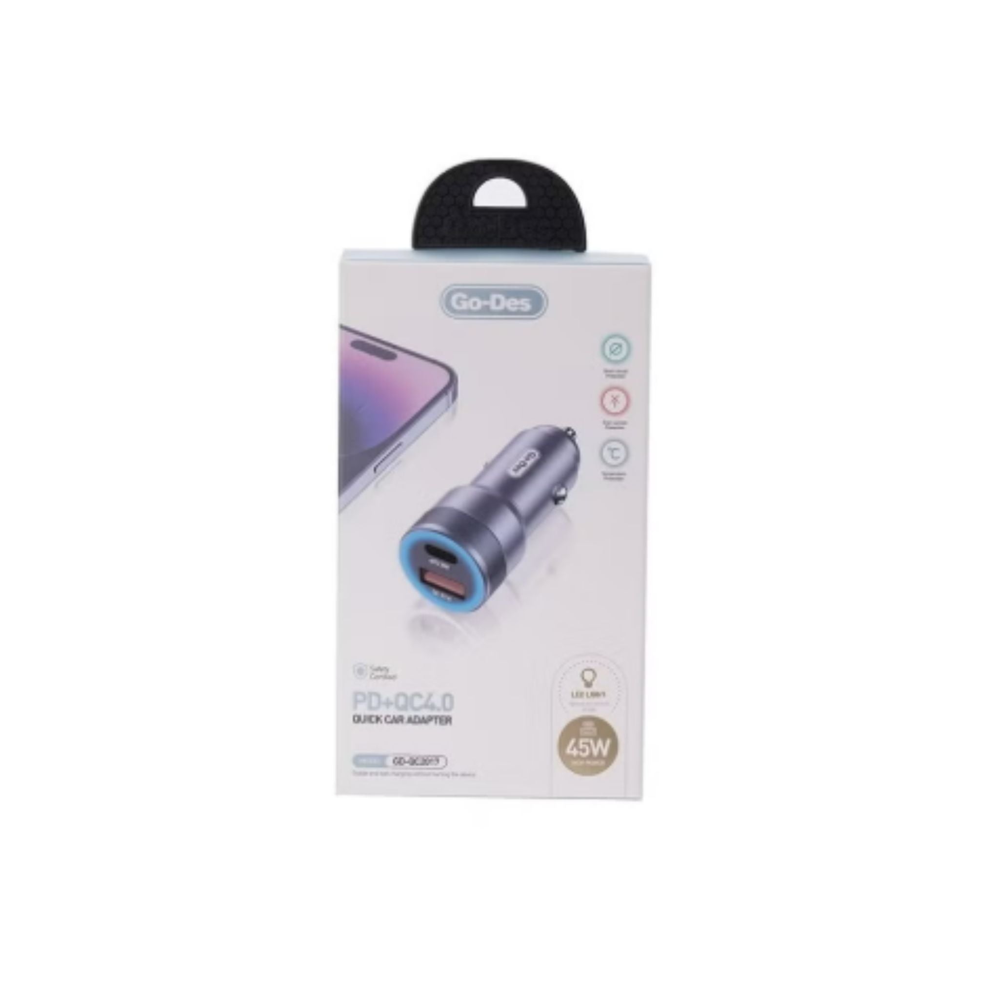 Go Des GD-QC2017 45W USB + USB-C Car Charger Black