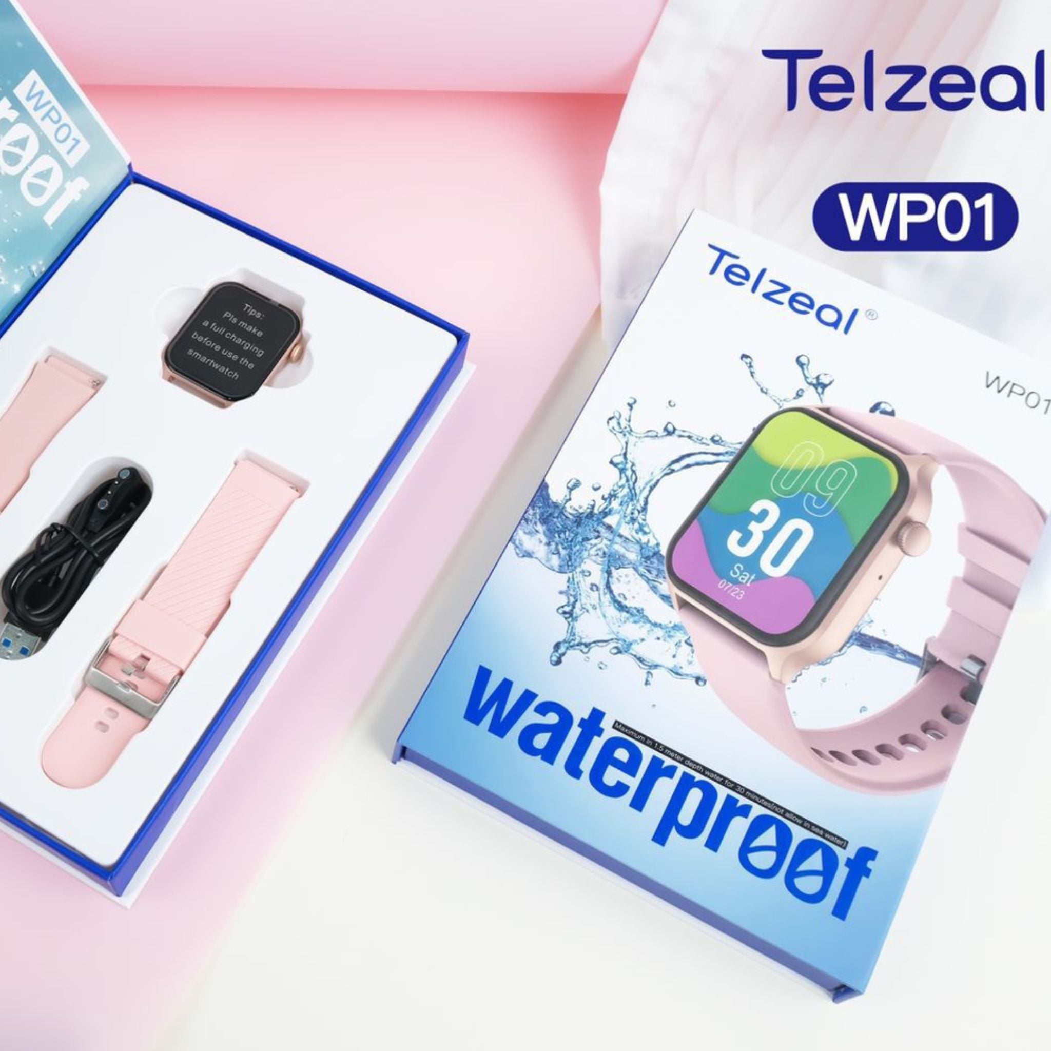 Telzeal WP01 Smart Watches with Waterproof- Black