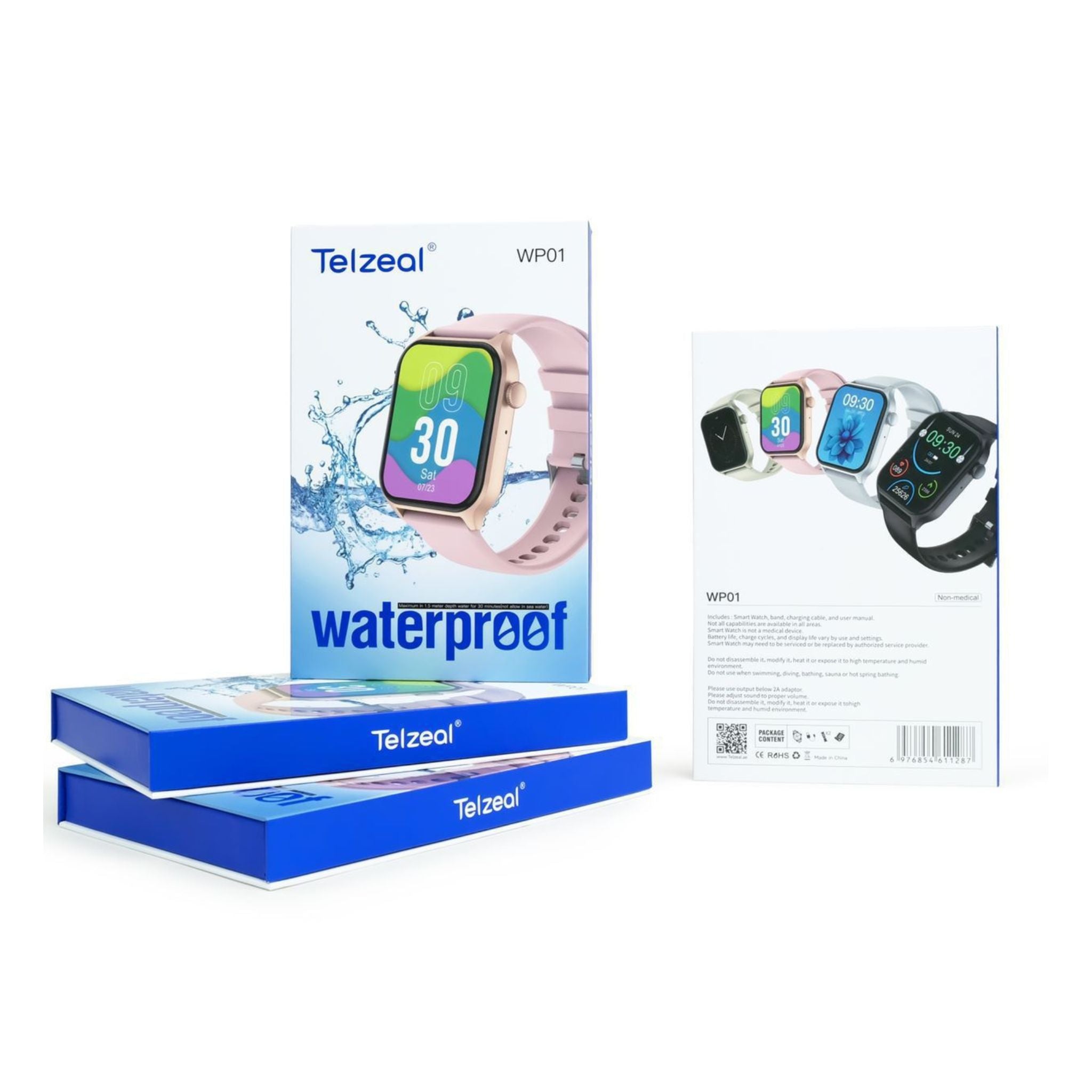 Telzeal WP01 Smart Watches with Waterproof- Black