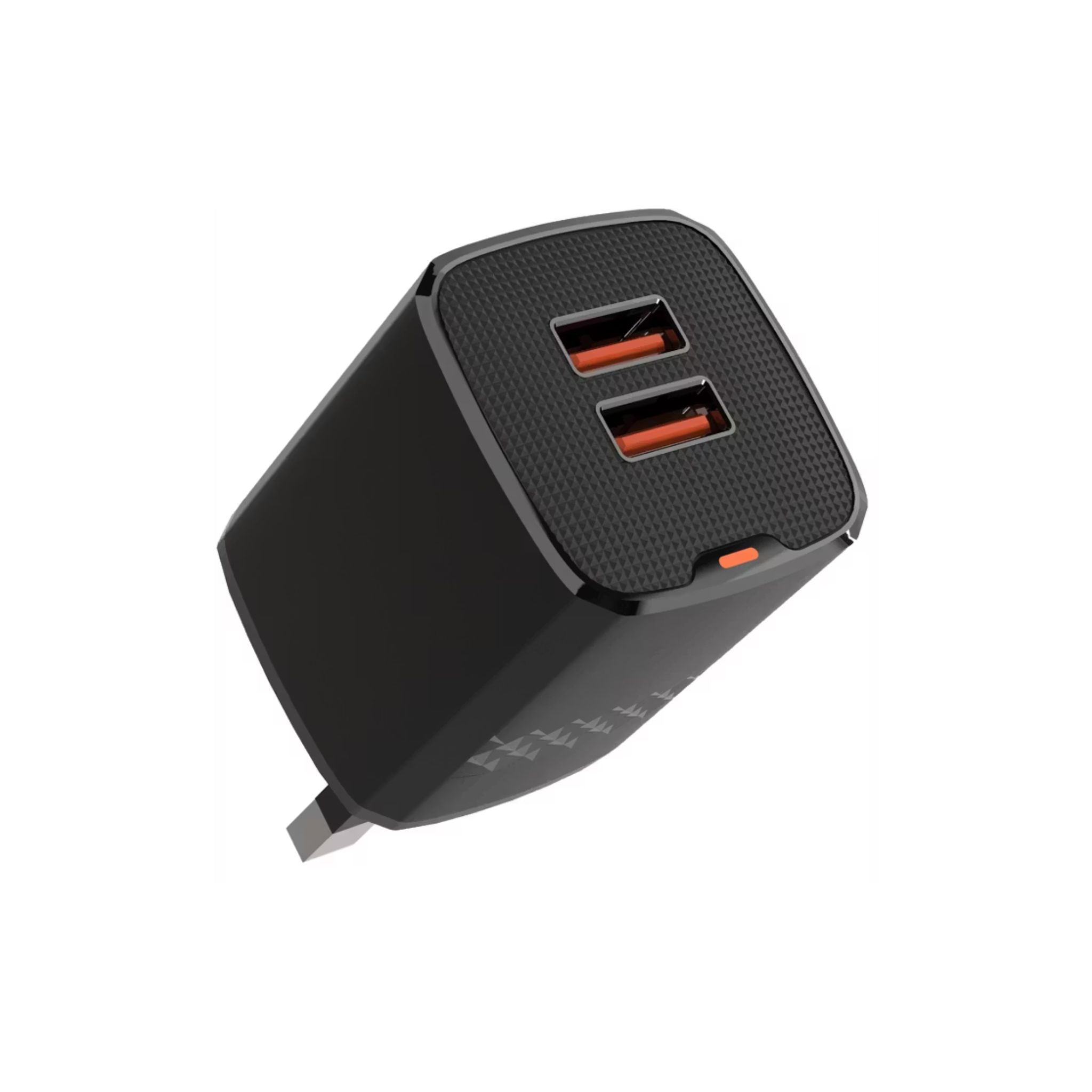 Green Lion Dual Port Wall Charger with USB-A to Lightning Cable, 10.5W per USB-A Output, ABS Material, UK 3-Pin Plug, Smart Safety System, Ultra-Compact Design - Black