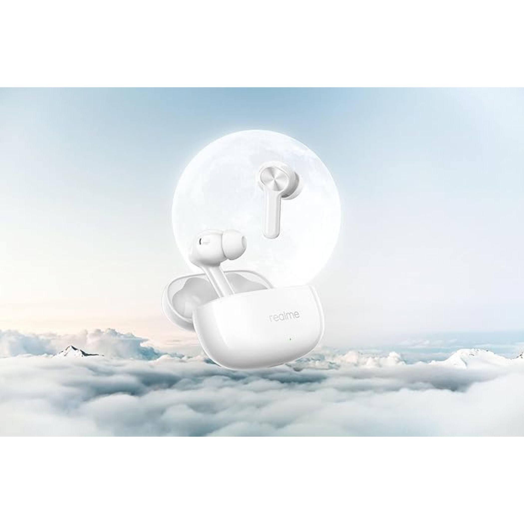 Realme Buds T200x True Wireless Earbuds with Mic, 12.4mm Bass Drivers, 25dB ANC, 48H Playback, 45ms Low Latency, Dual Device Connect, Google Fast Pair, IP55 Water Resistant – Moonlight White