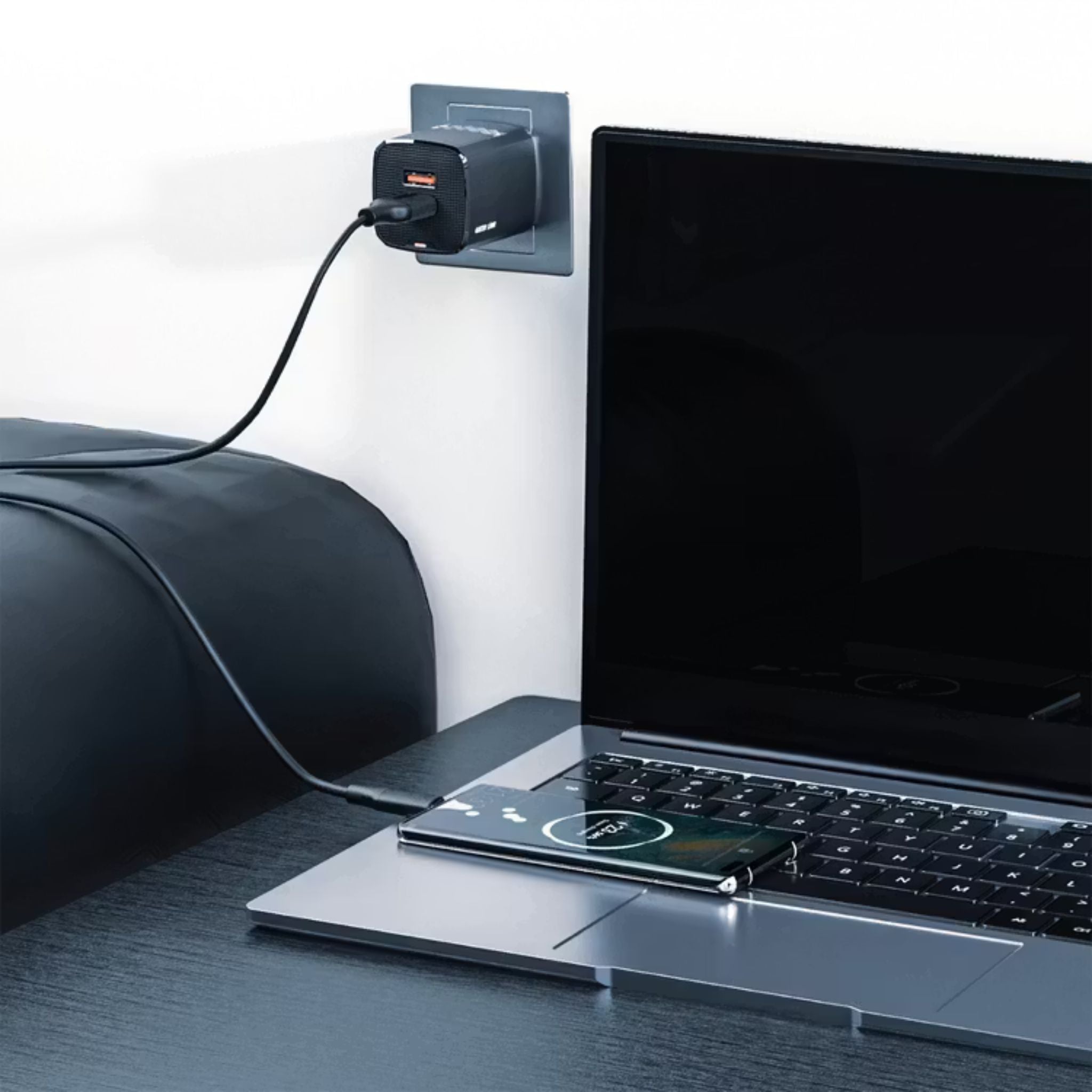 Green Lion Dual Port Wall Charger with USB-A to Lightning Cable, 10.5W per USB-A Output, ABS Material, UK 3-Pin Plug, Smart Safety System, Ultra-Compact Design - Black