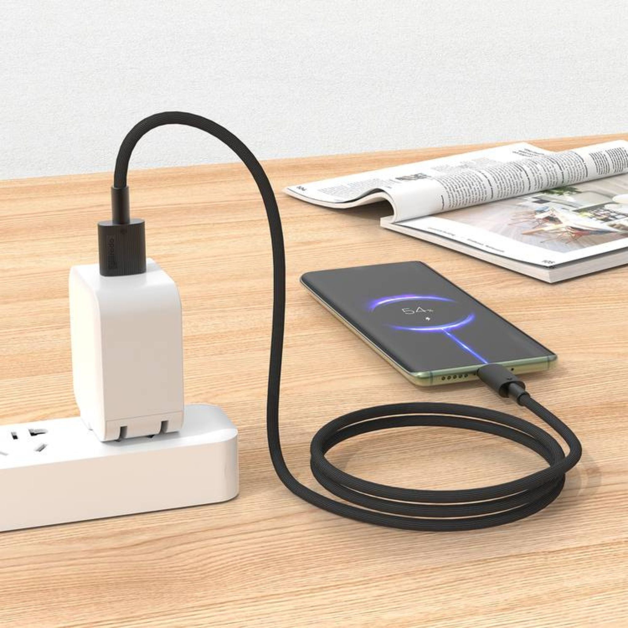 Porodo USB-A to USB-C PVC Cable, 480Mbps Transfer Speed, more than 15000 Bends Life Span, 1.2m Cable length, Tangle Free - Black