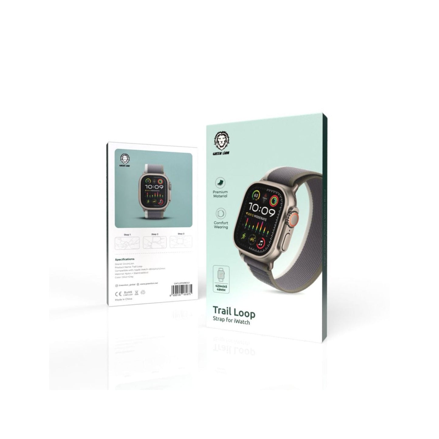 Green Lion Trail Loop Strap For iWatch_Olive+Gray