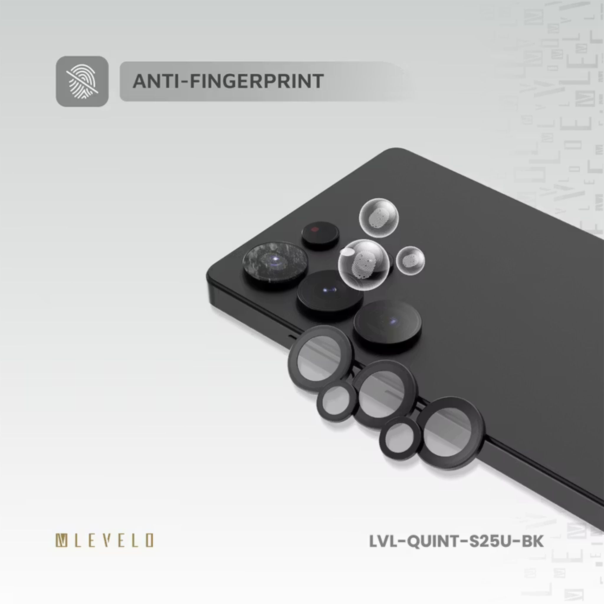 Levelo Lucent Quint AR Camera Lens for Samsung S25 Ultra, 9H Hardness, Anti-Fingerprint, Double Sided Anti Reflection, Water & Dust Resistance, Double Layer Lens Glass - Natural Titanium