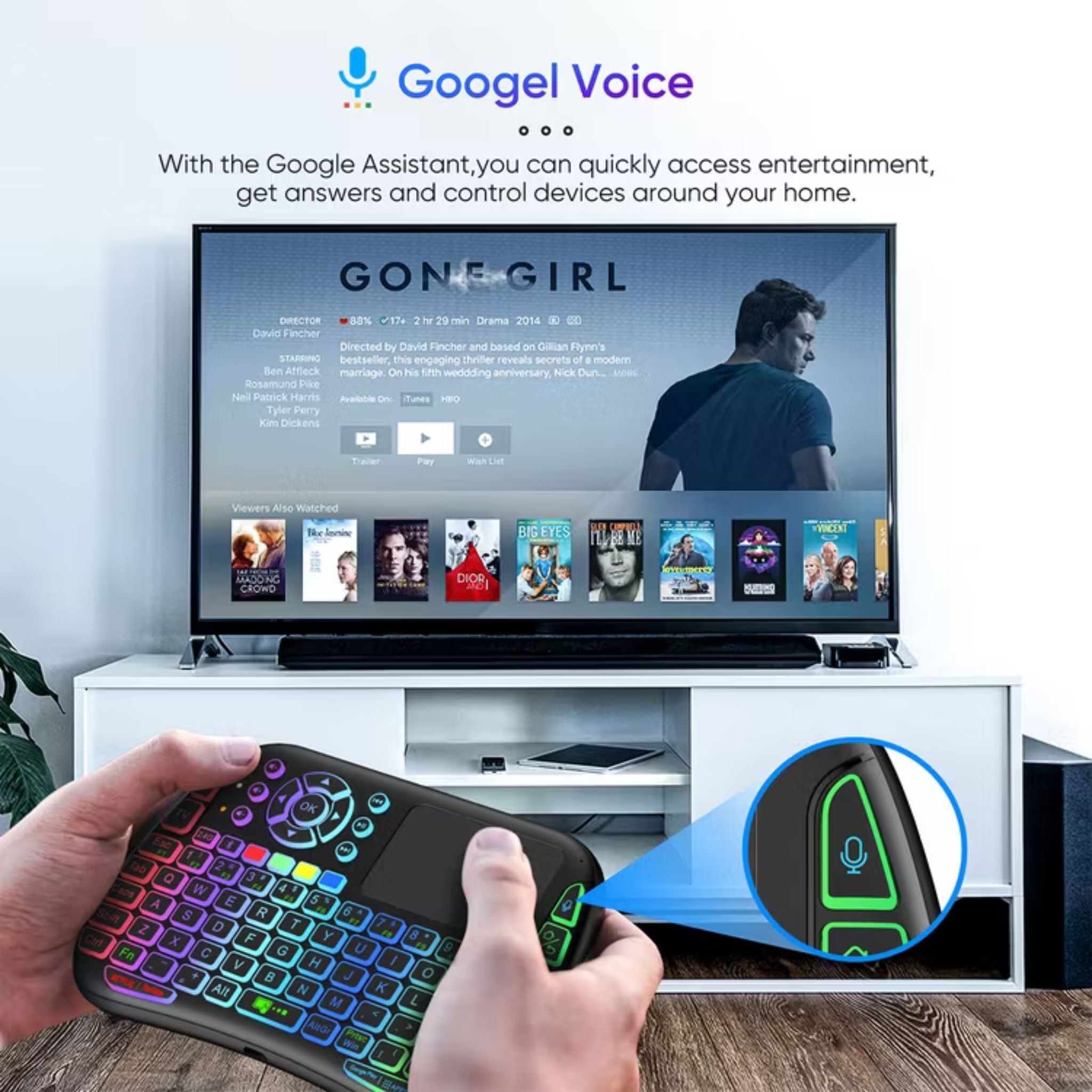 Porodo Gaming Remote Keyboard & Mouse with Programmable Buttons, Gesture Recognition, 10m Operational Range, 84 Keys, 5.2 Bluetooth, 300mAh Battery - Black