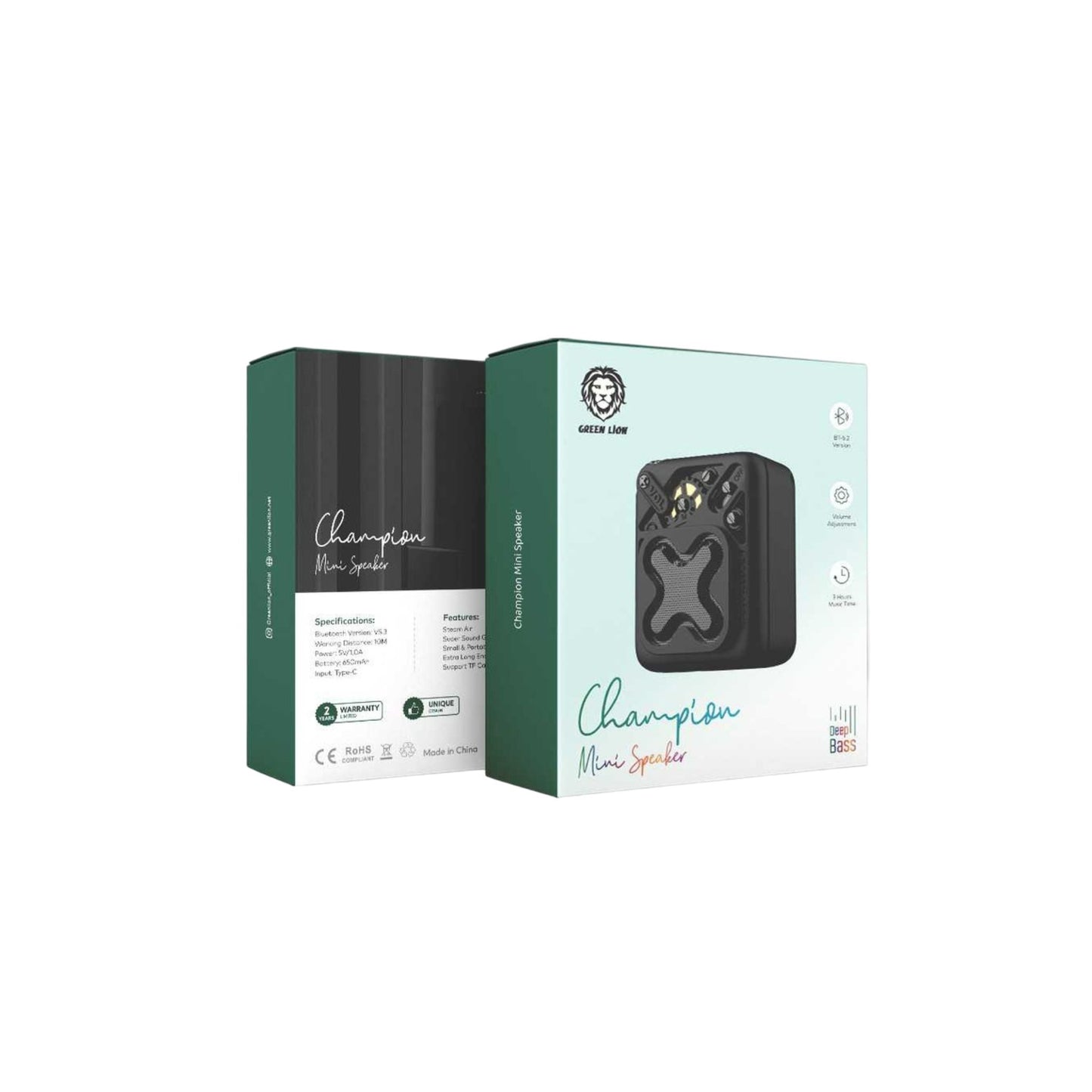 Green Lion Champion Mini Speaker (BT 5.3 Version,Volume Adjustment,3 Hours Music Time)_Black