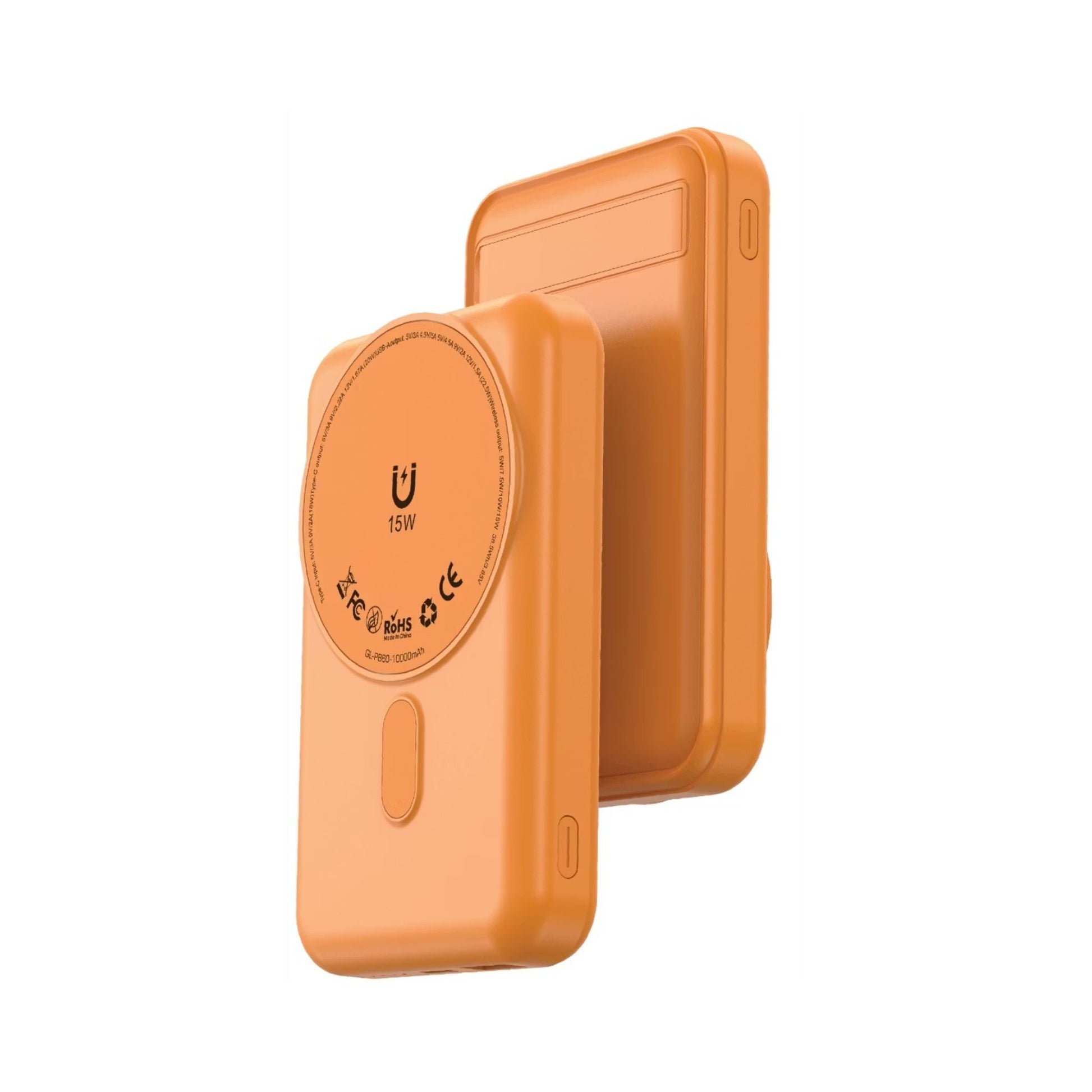 Orange wireless charger on a white background