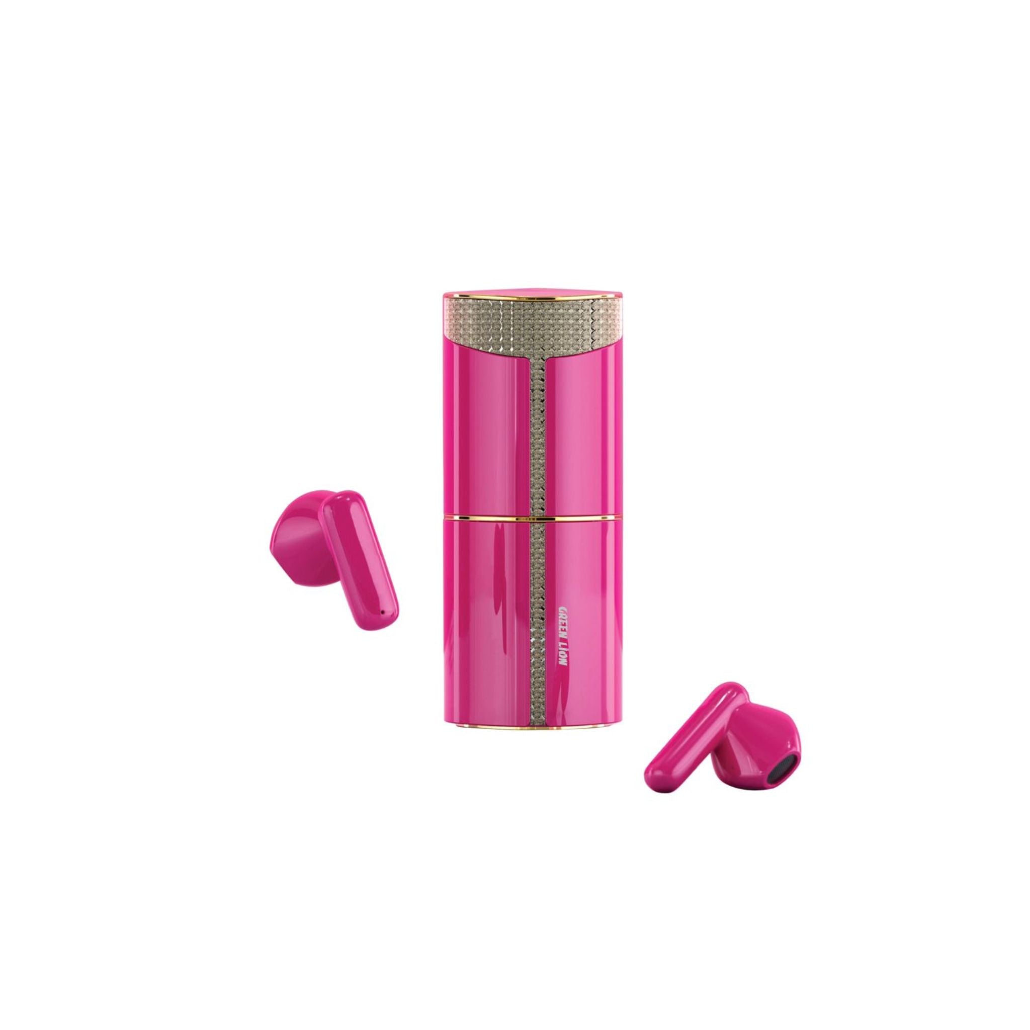 Lipstick True Wireless Earbuds, 4-5 Hours Playtime, 280 mAh Case Battery, Up to 15 m Bluetooth Range, BT Version 5.3, Stereo System - Pink