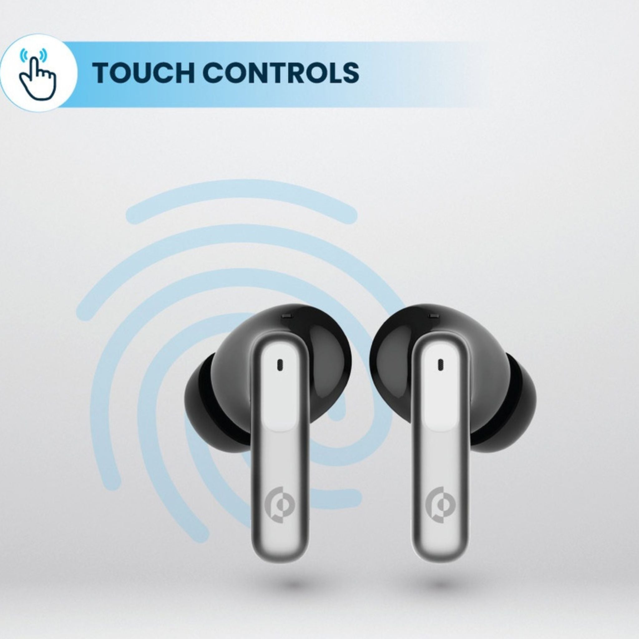 Powerology Hybrid True Wireless Earbuds with ANC + ENC, 6 Microphone, Bluetooth Version 5.3 & Type-C Charging Port - Black