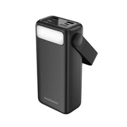 Porodo Lara 30000mAh Power Bank with Flashlight, Portable Handle, PD 20W, Fast Charging, ×2 USB-A & USB-C & Micro Ports, 4 Integrated Cables, Universal Compatibility - Black