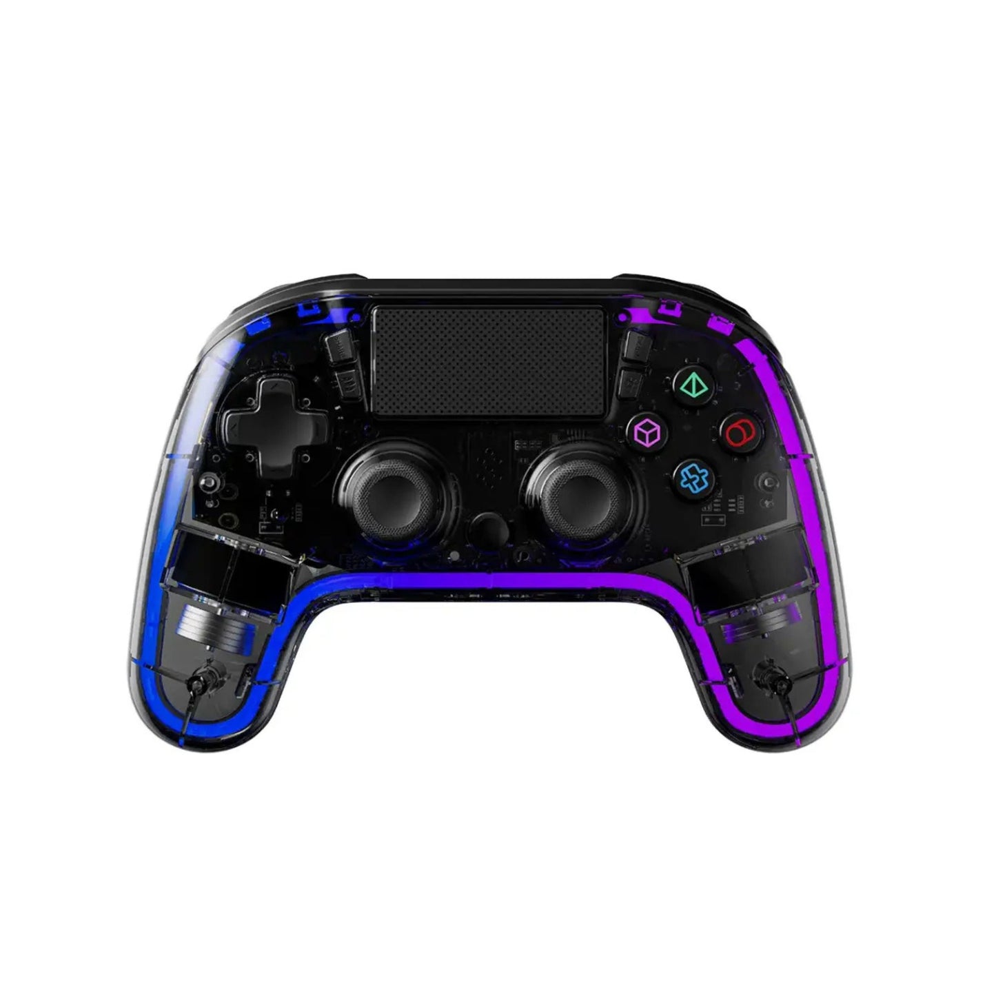 Porodo Gaming PS4 Gamepad Transparent Controller, PS4, PS3, PC (D-INPUT, X-INPUT), iOS, Android Compatibility, 3.5mm TRRS Audio Jack, Type-C Charging Port, 6-16 Hours Working Time - Black