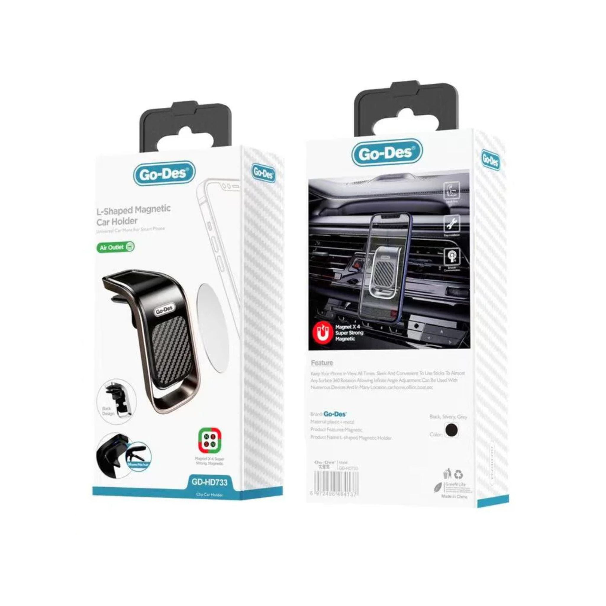 Go-Des L type strong magents car air vent magnetic mobile phone stand holder cell phone mount bracket