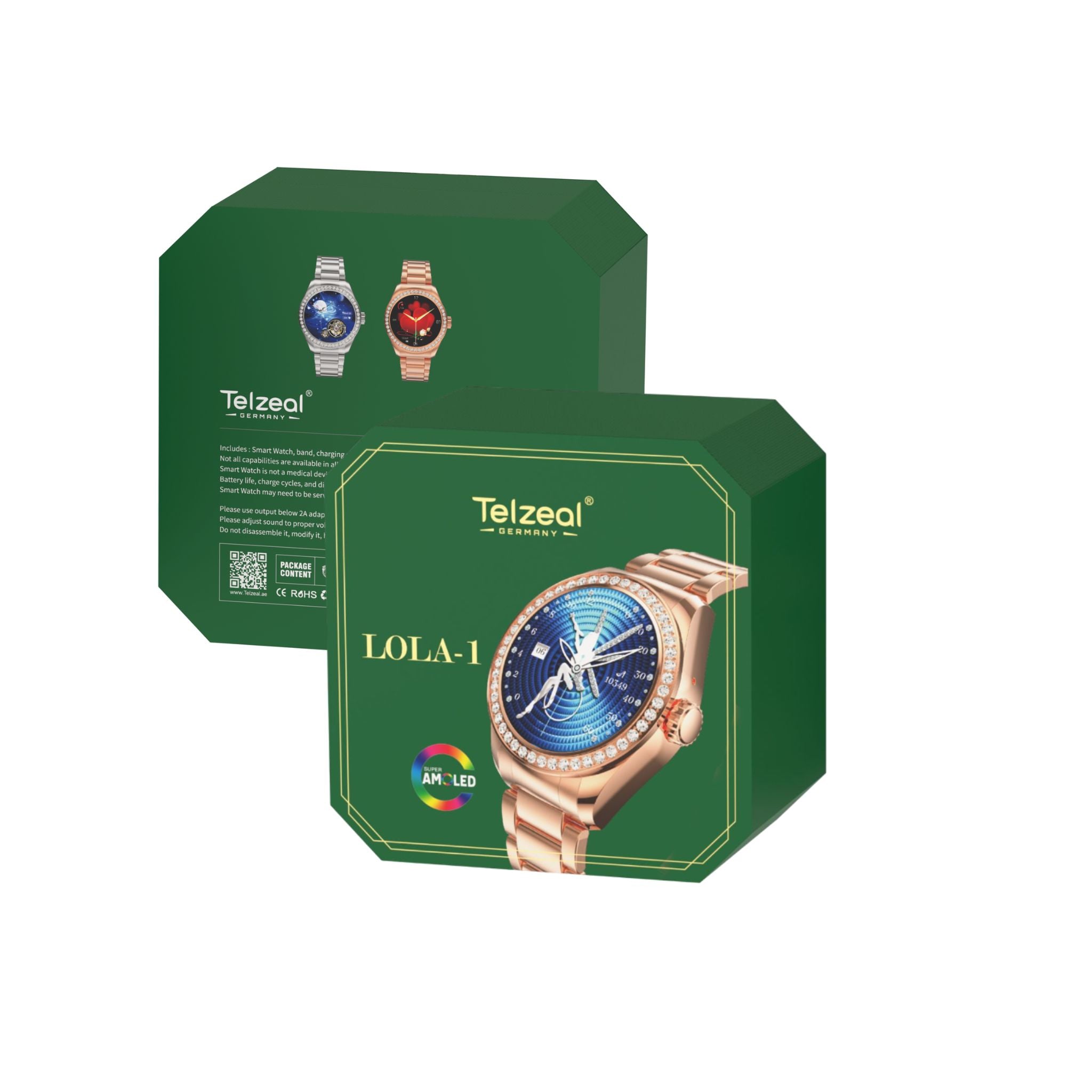 Telzeal Germany LOLA 1 Ladies Smart Watch Round Shape AMOLED Display and Wireless Charger- Gold