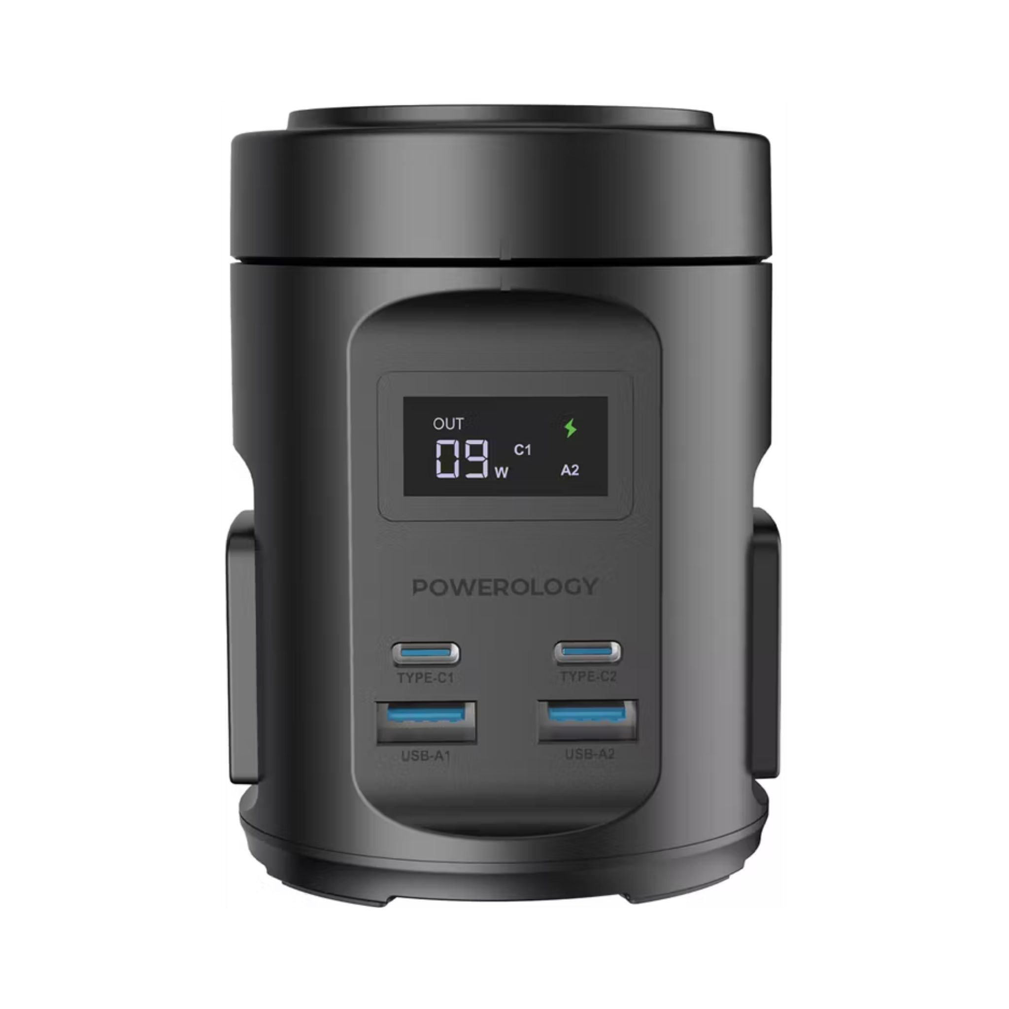 Powerology Magsafe Power Hub with UK Plug, PD 65W, USB-A QC 3.0, Built-in Safeguards, 15W Wireless Charging, 2200W Rated Power - Black