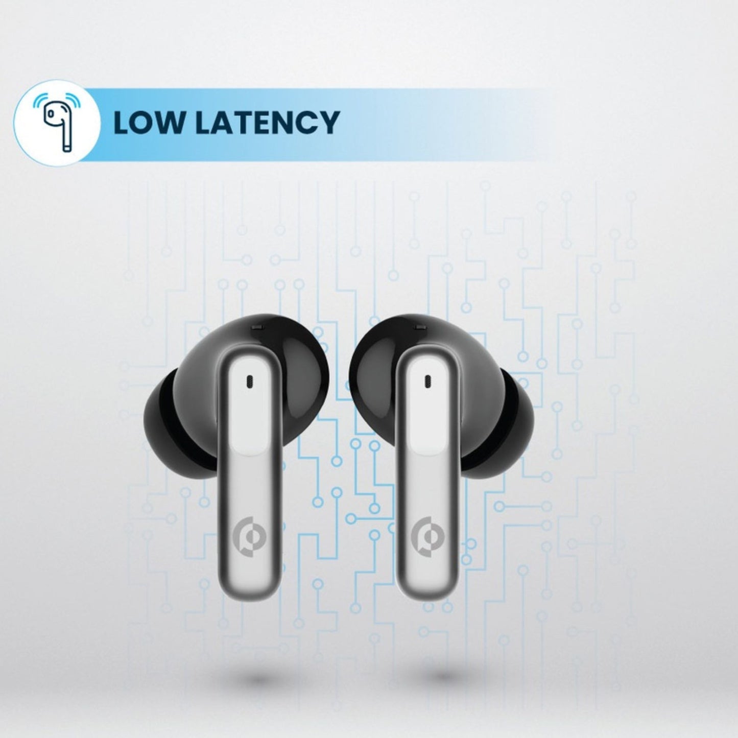 Powerology Hybrid ANC+ENC 6Mic Earphone - BT V5.3, Dual EQ Mode for Game and Music, 6-Hour Playtime, Fast Charging, IPX4 Water Resistance, Touch Controls, 350 mAh Charging Case Capacity_Black