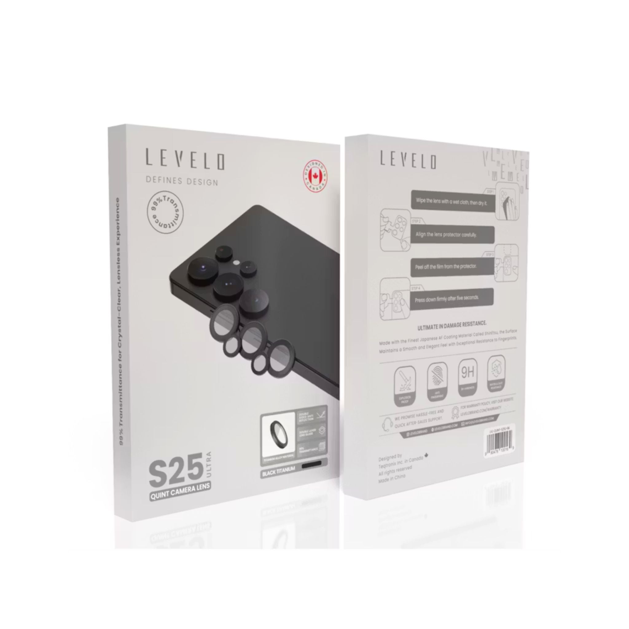 Levelo Lucent Quint AR Camera Lens for Samsung S25 Ultra, 9H Hardness, Anti-Fingerprint, Double Sided Anti Reflection, Water & Dust Resistance, Double Layer Lens Glass - Natural Titanium