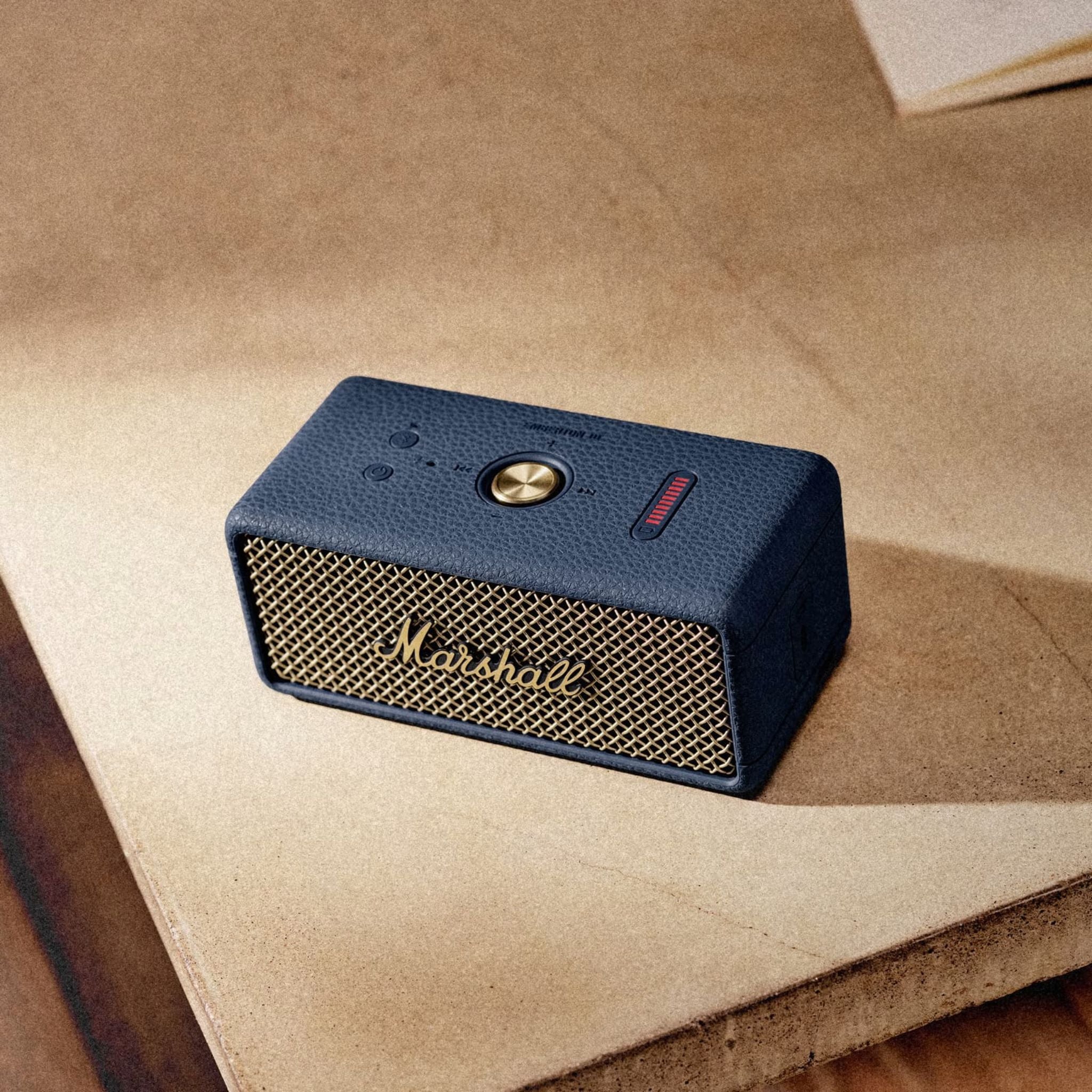 Marshall Emberton III Compact Portable Wireless Speaker with More than 32 Hours of Playtime, IP67 Water Resistance Level, Bluetooth Version 5.3, Built-in Microphone - Midnight Blue