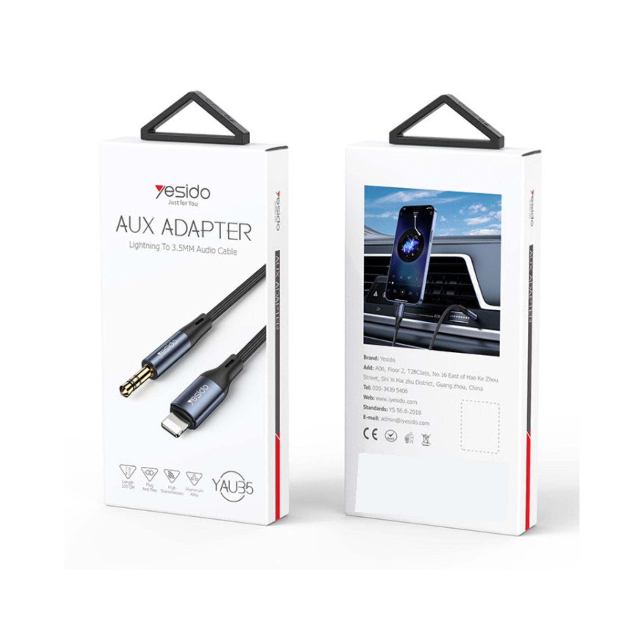 YAU35 Nylon Braid IP To 3.5mm Pin Jack Aux Cable for Mobile Phone|Car Audio Cable Headphone Aux Converter