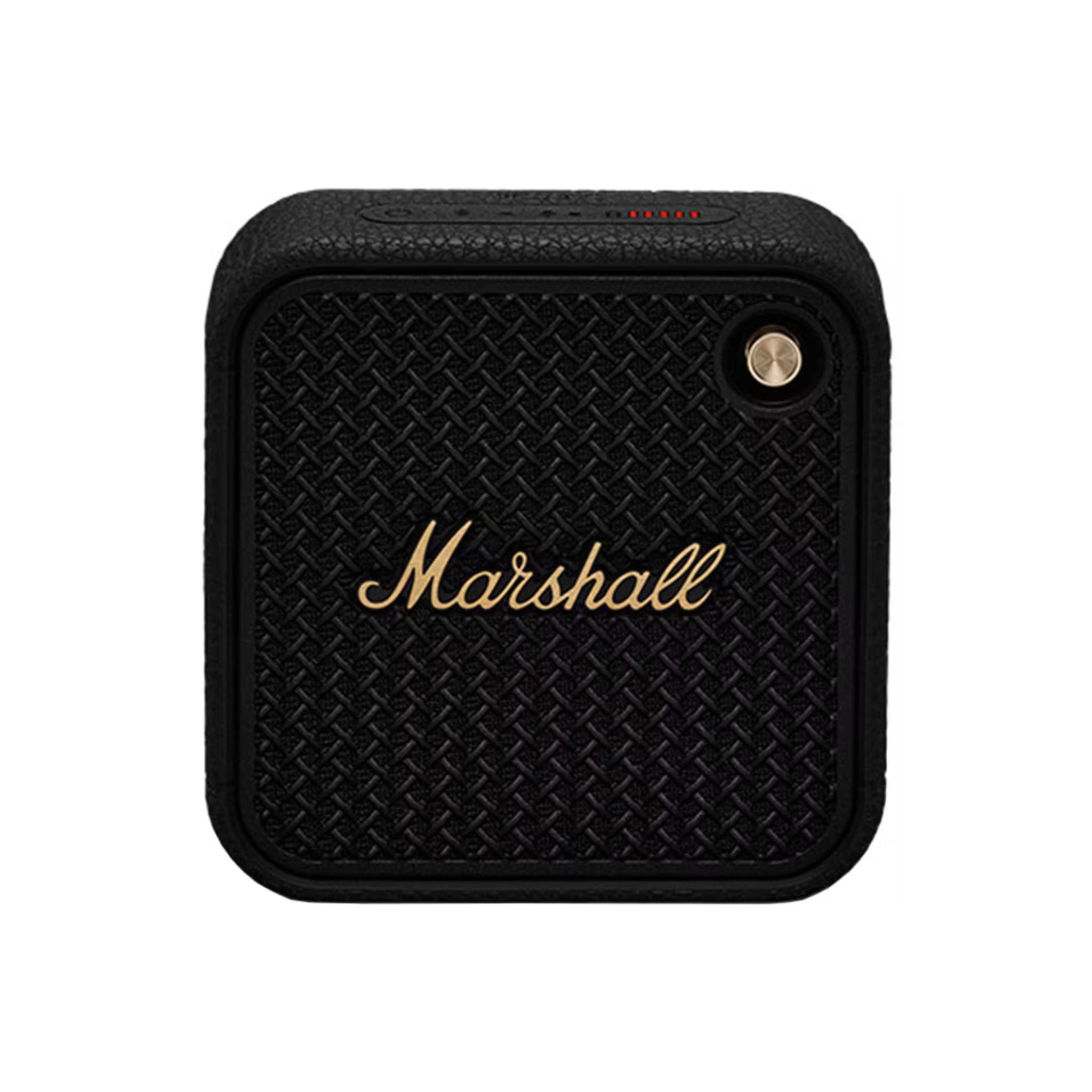 Marshall Willen II Compact Portable Wireless Speaker with Bluetooth Version 5.3, Water Resistant, Fast Charging, 17 Hours Play Time, 2.5 Hours Charging Time, Type-C Charging Port, Built-in Microphone, Lightweight Design - Black / Brass