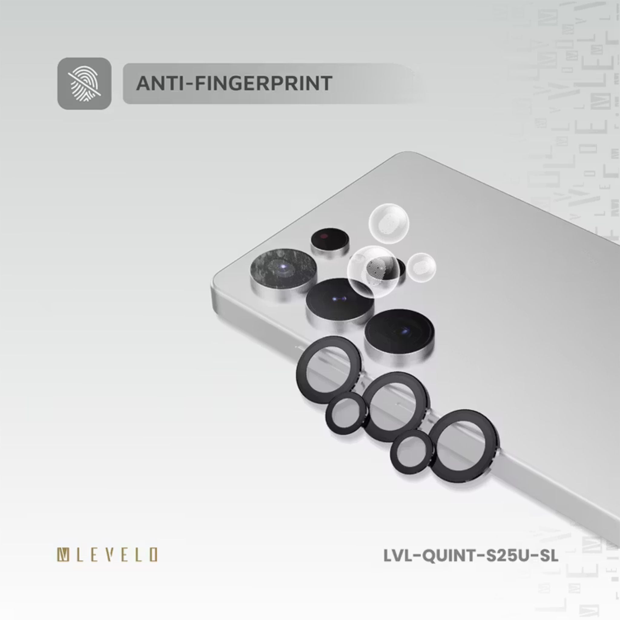 Levelo Lucent Quint AR Camera Lens for Samsung S25 Ultra, 9H Hardness, Anti-Fingerprint, Double Sided Anti Reflection, Water & Dust Resistance, Double Layer Lens Glass - Natural Titanium