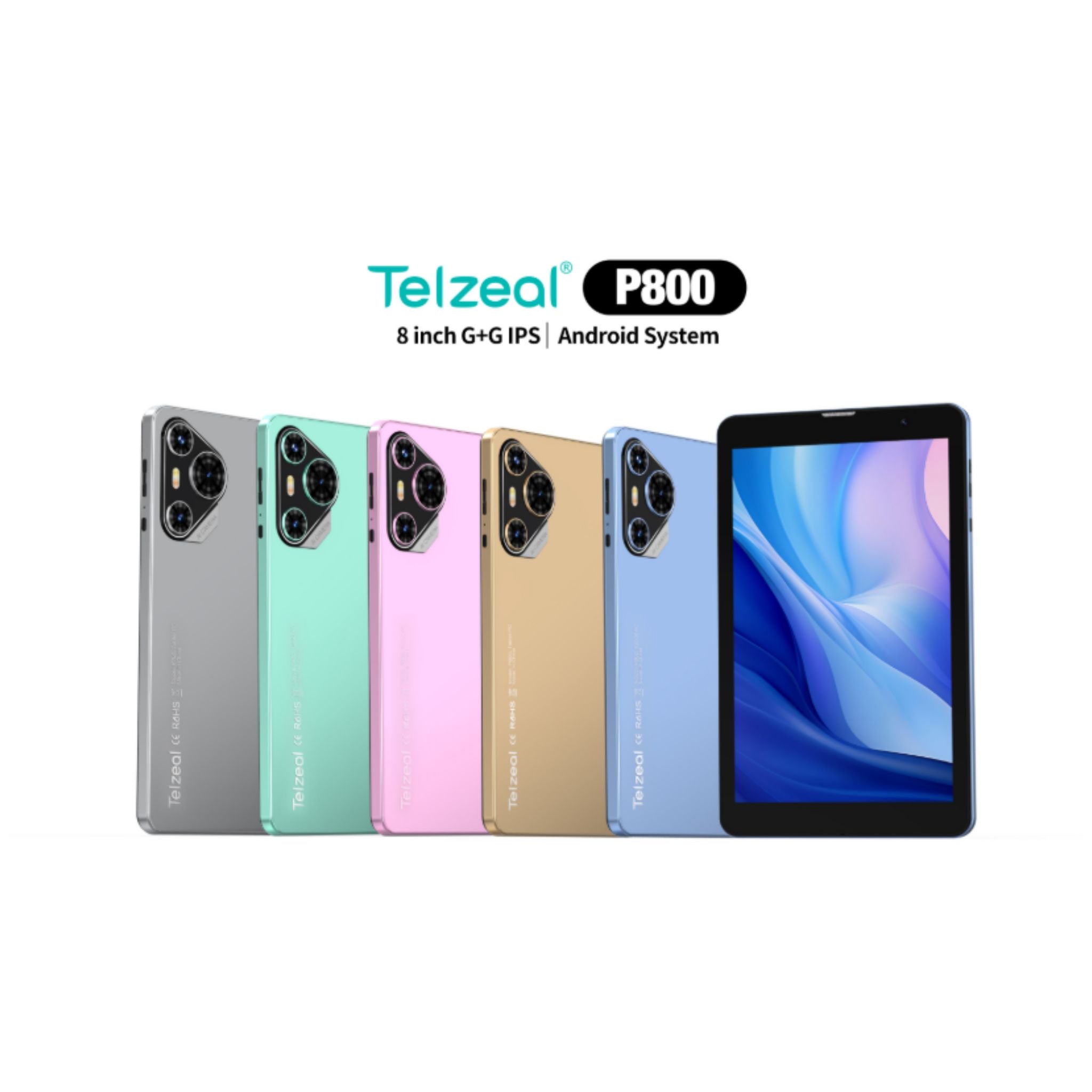 Telzeal P800 Tablet 8 Inch Android 12 Tablet with Dual SIM 6GB RAM 256GB ROM 5G WiFi 5000mAh Battery and Wireless Keyboard -Blue