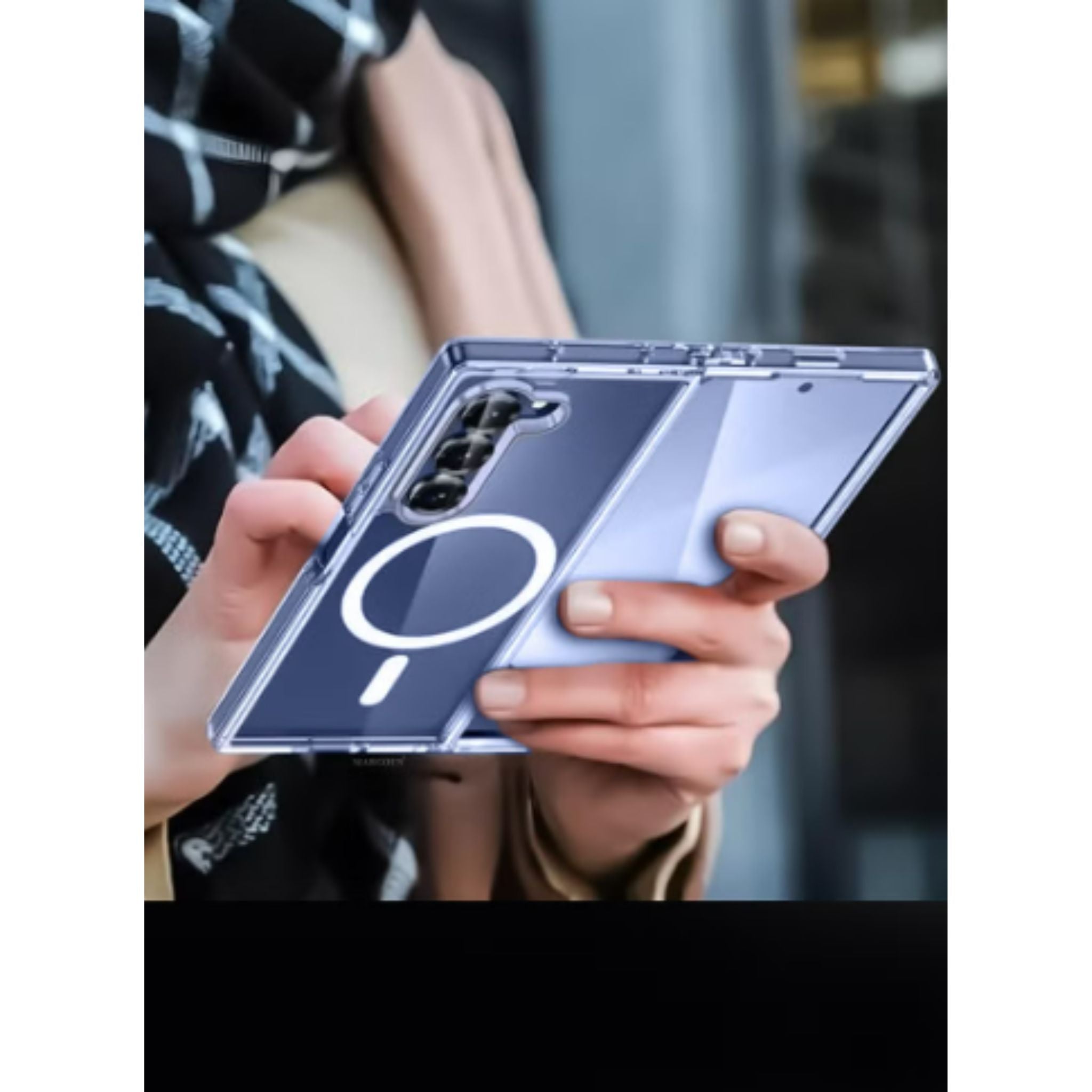 Transparent MagSafe Case for Samsung Galaxy Z Fold 7 – Dual-Part Protective Cover with Magnetic Ring, Slim & Hinge-Compatible Design - Clear