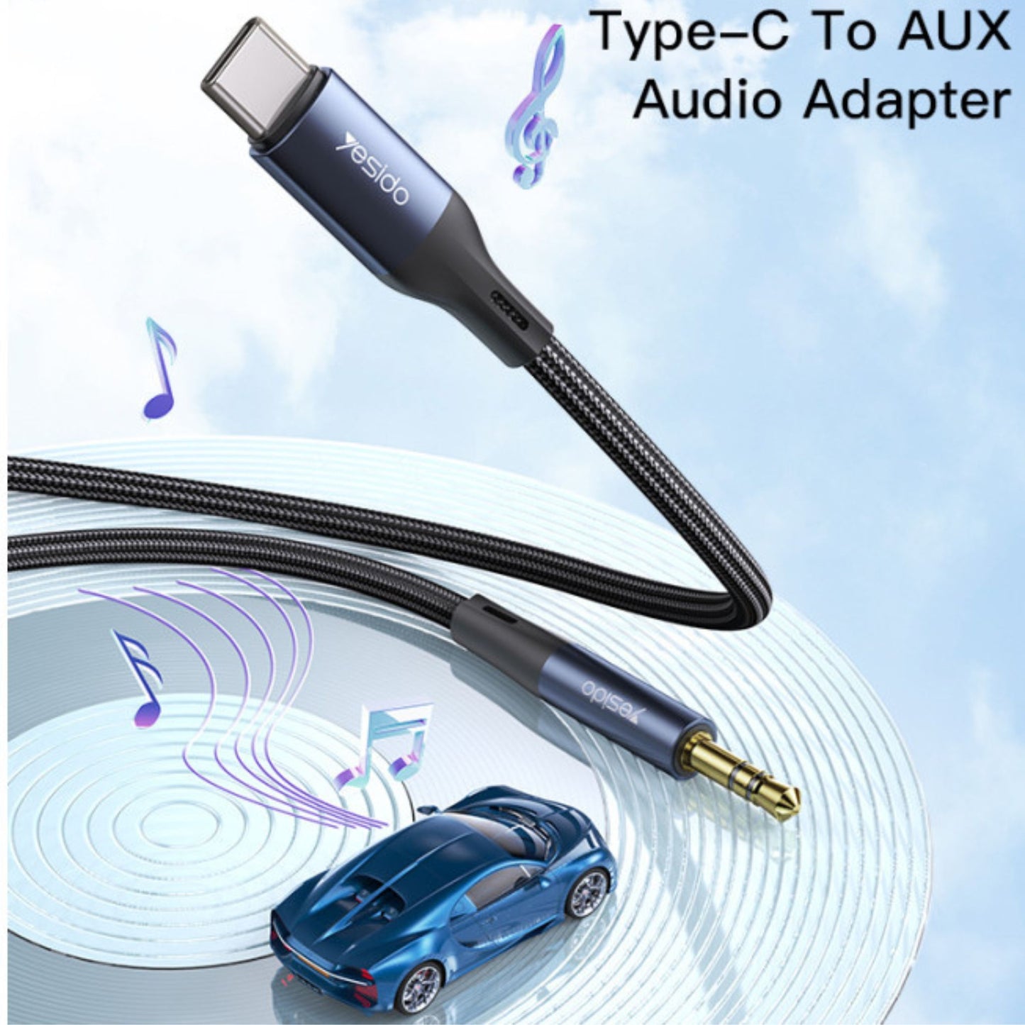 YAU36 Nylon Braid USB TC To 3.5mm Pin Audio Cable for Mobile Phone| Headphone USB C Aux Converter