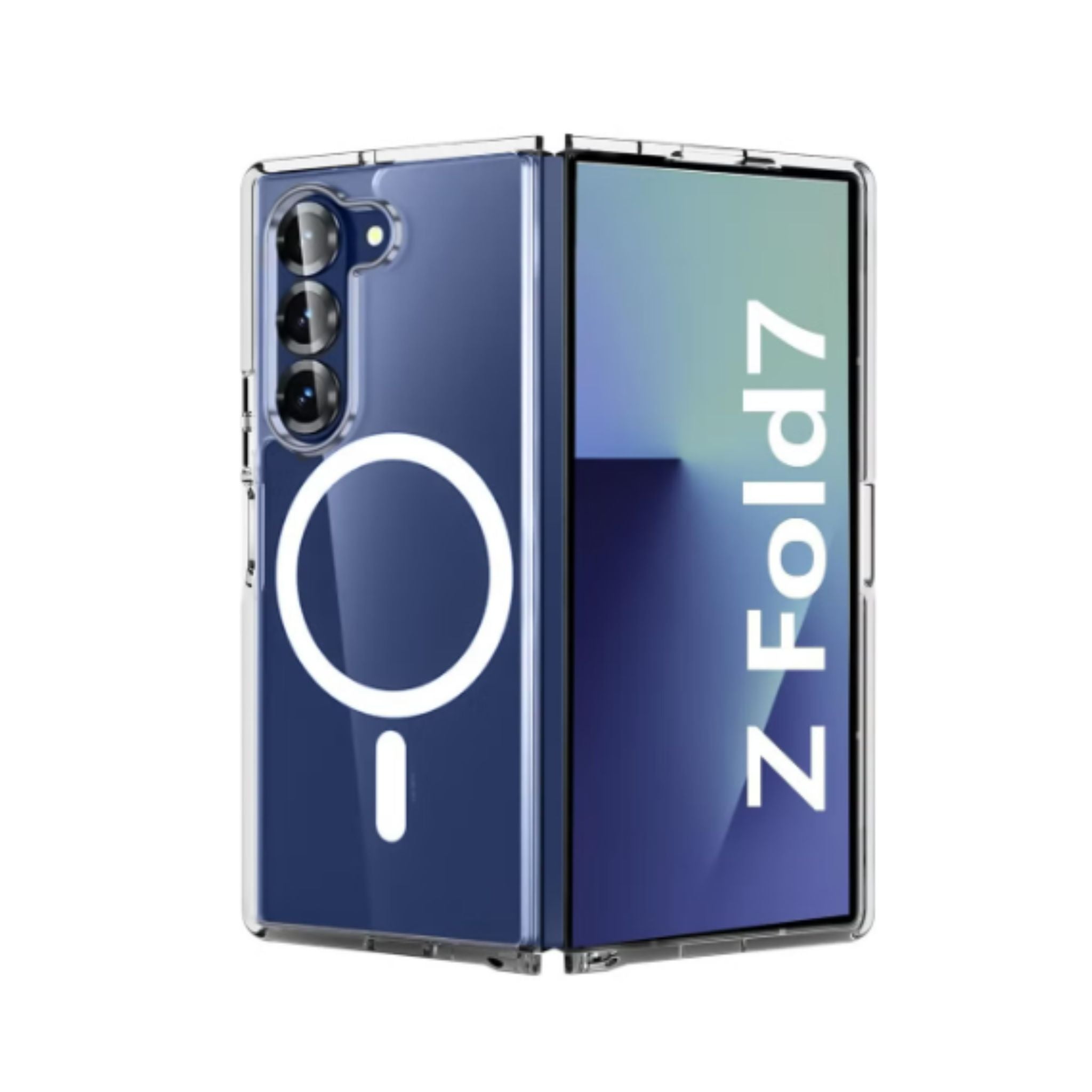Transparent MagSafe Case for Samsung Galaxy Z Fold 7 – Dual-Part Protective Cover with Magnetic Ring, Slim & Hinge-Compatible Design - Clear