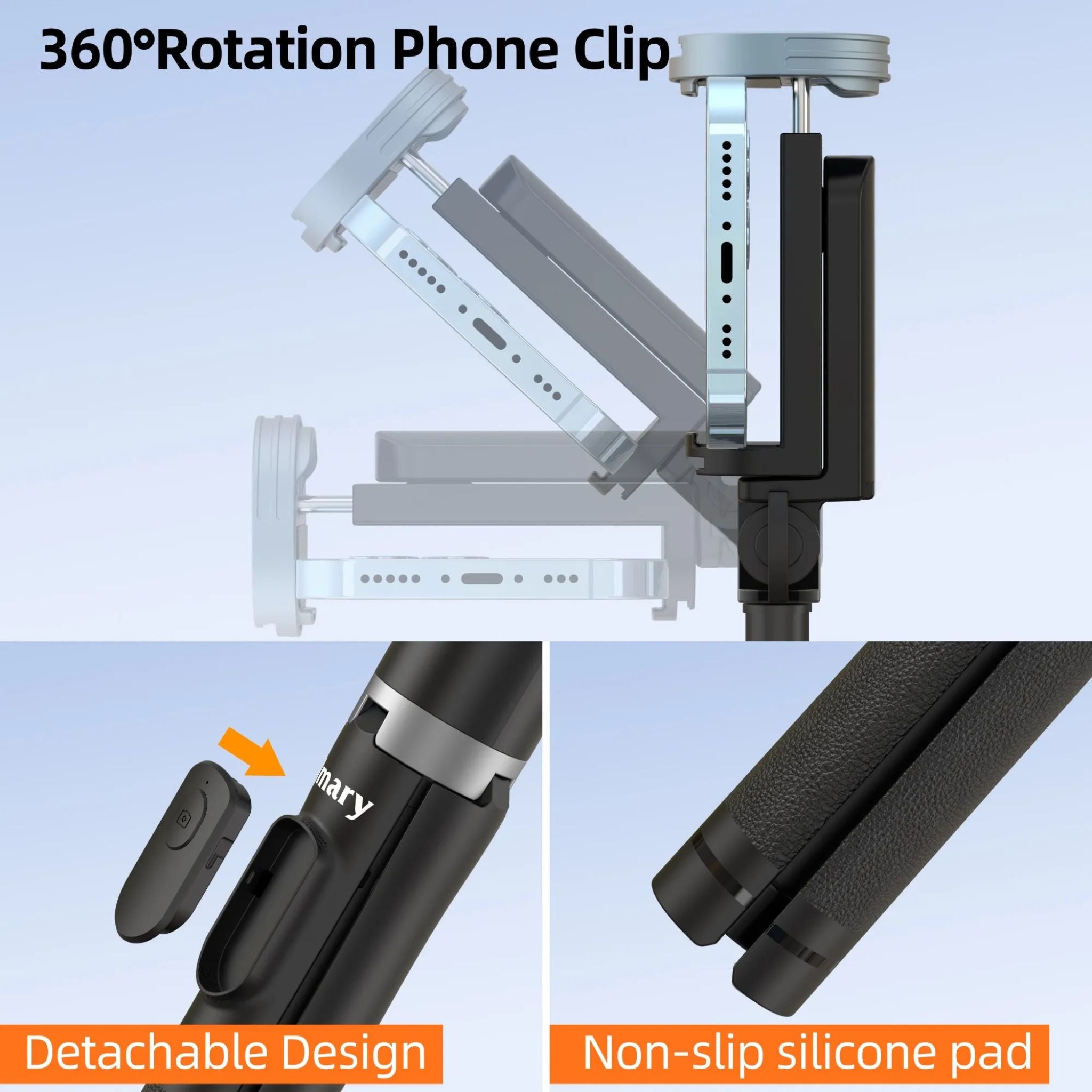 Jmary KT-259, 1.6Meter All-in-One Selfie Stick Tripod_Black