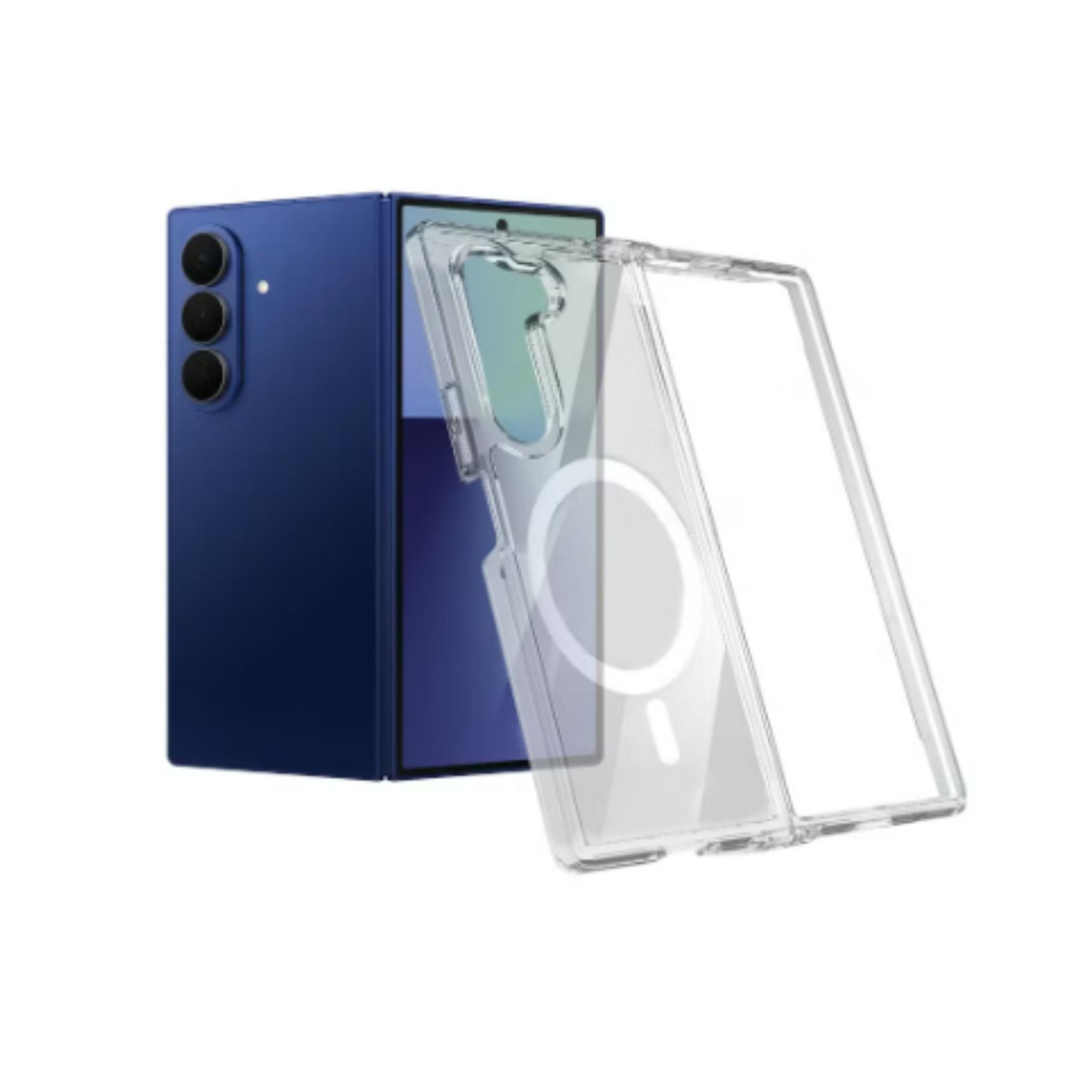 Transparent MagSafe Case for Samsung Galaxy Z Fold 7 – Dual-Part Protective Cover with Magnetic Ring, Slim & Hinge-Compatible Design - Clear