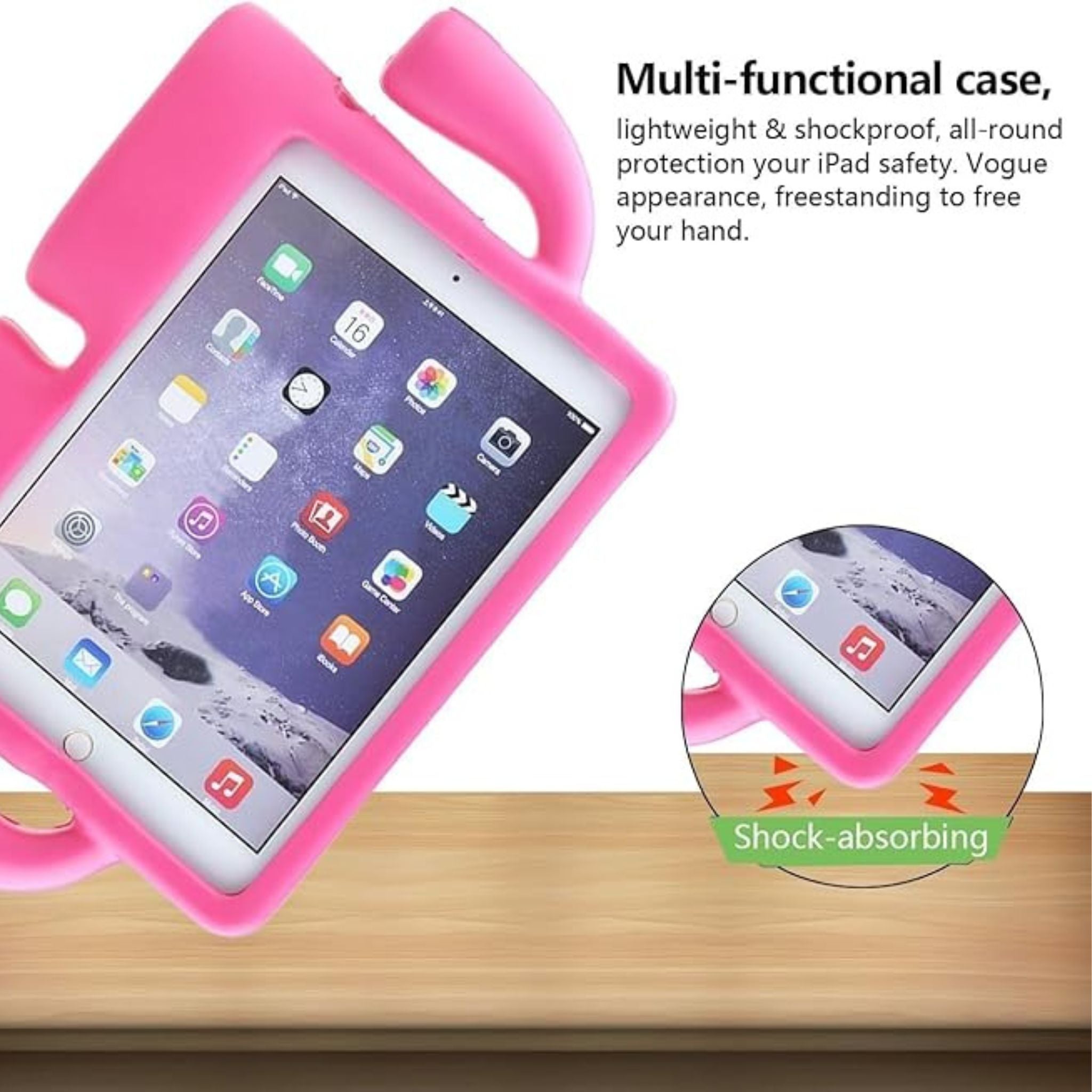 Kids Case for IPad, Silicone IPAD 2-3-4 Fun & Durable iPad Mini Kids Case Ultimate Protection with Freestanding Design -Baby Pink