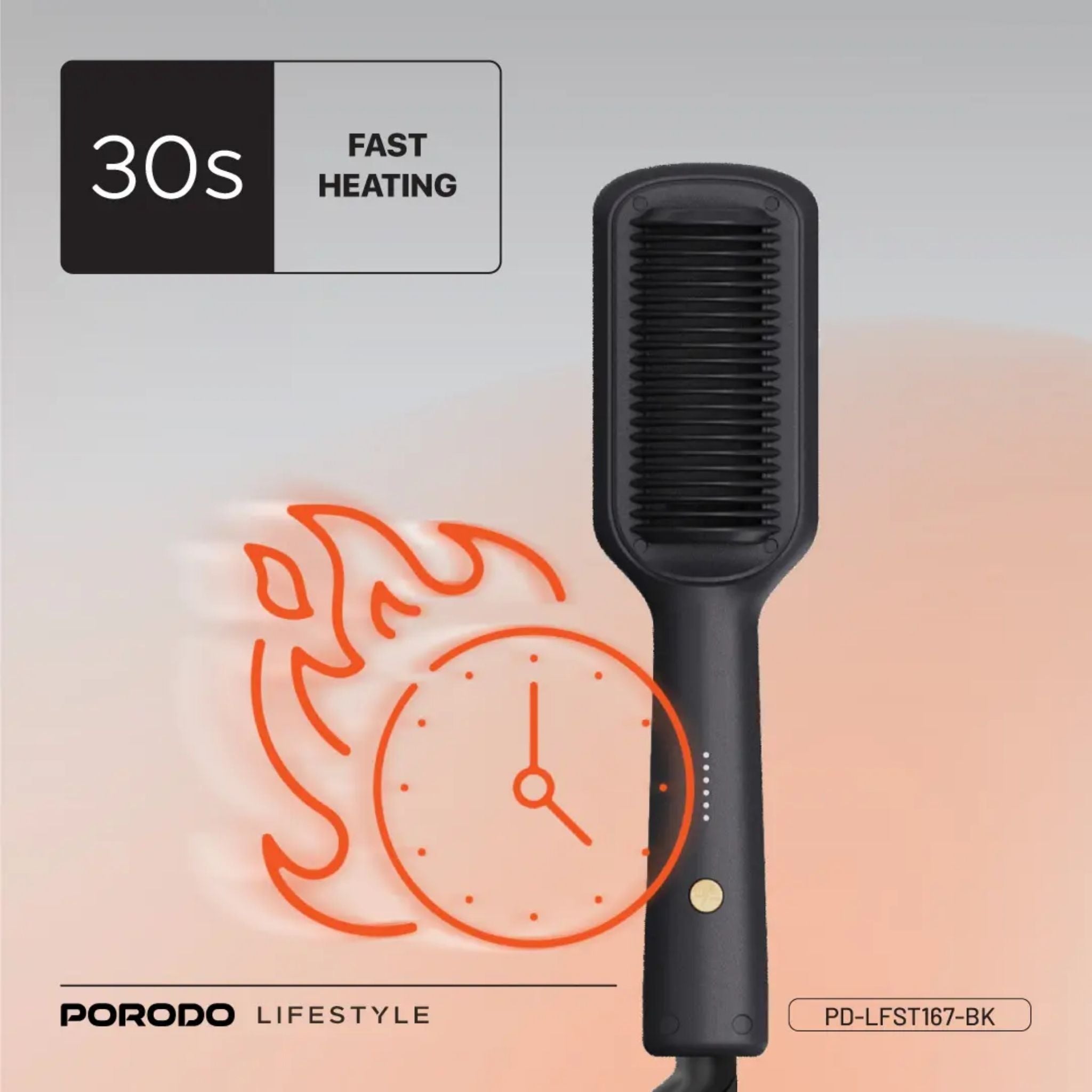 Porodo Lifestyle Electric Heated Hair Straightener Comb - Black