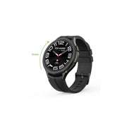 A black Haino Teko smartwatch with a rotating dial and a black silicone strap, displayed against a white background.