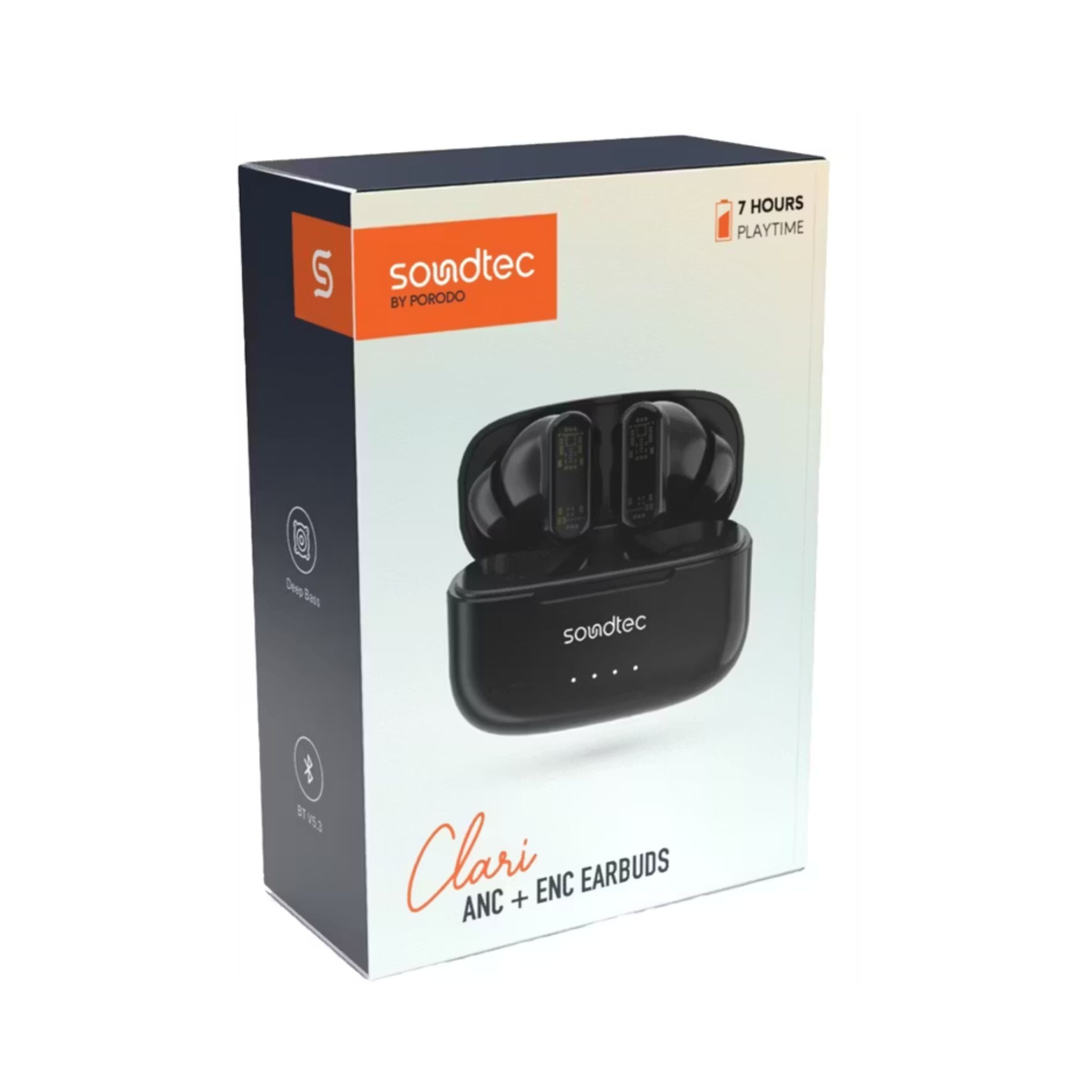 Porodo Soundtec ANC & ENC TWS with Transparent Earbuds, Touch Control, 20 Hours Standby time, 300mAh Case Battery Capacity