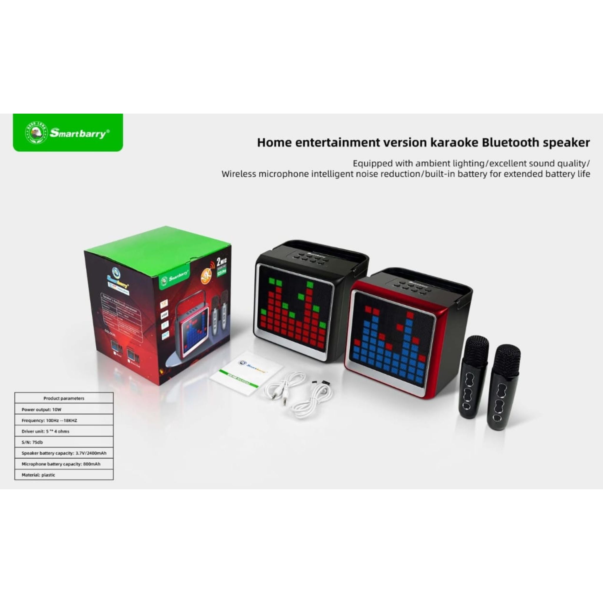 SmartBarry M23 Max Wireless Karaoke speaker with two microphones- Red