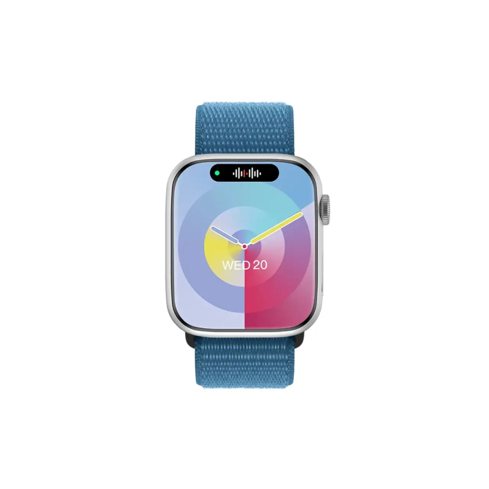 Green Lion Active SE Smart Watch with Full Square Display, 250mAh Battery, Multiple NFC, Waterproof, Bluetooth Call, Heart Rate Tracker, Wireless Charging, Bedside Lamp Mode - Silver / Blue